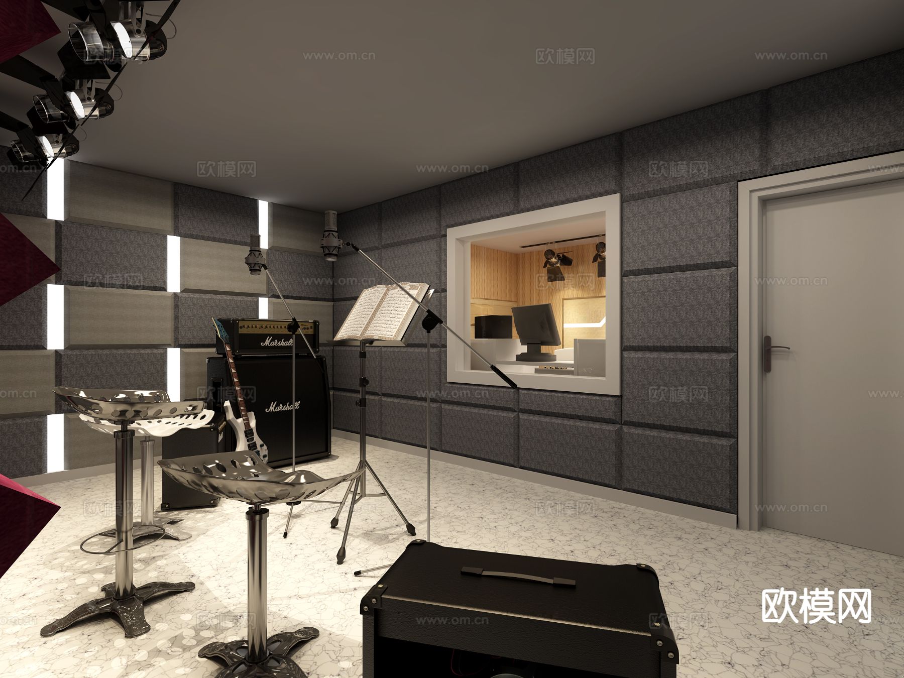 现代录音棚3d模型下载（渲染图4）