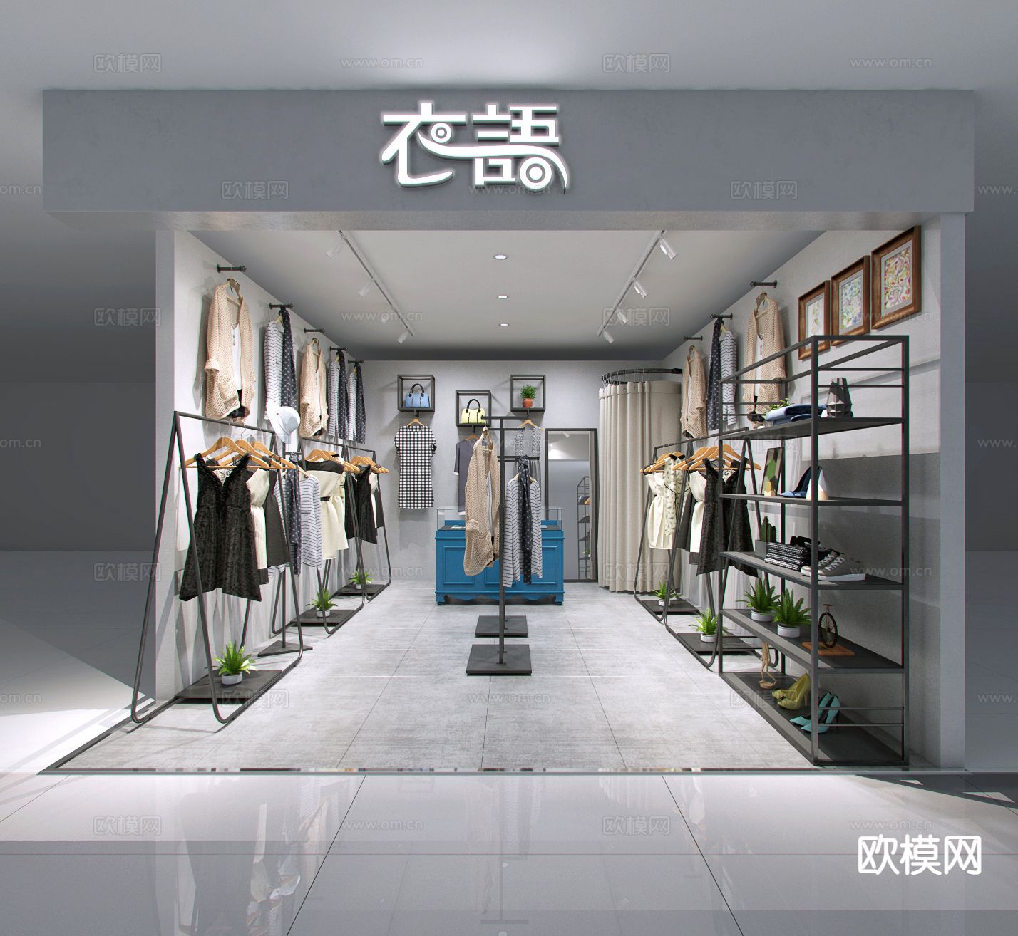 现代女装店 服装店3d模型