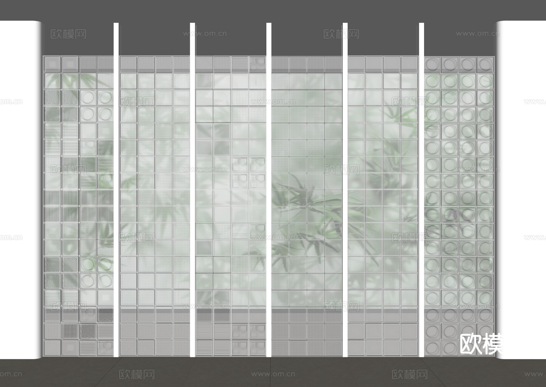 现代玻璃砖隔断su模型