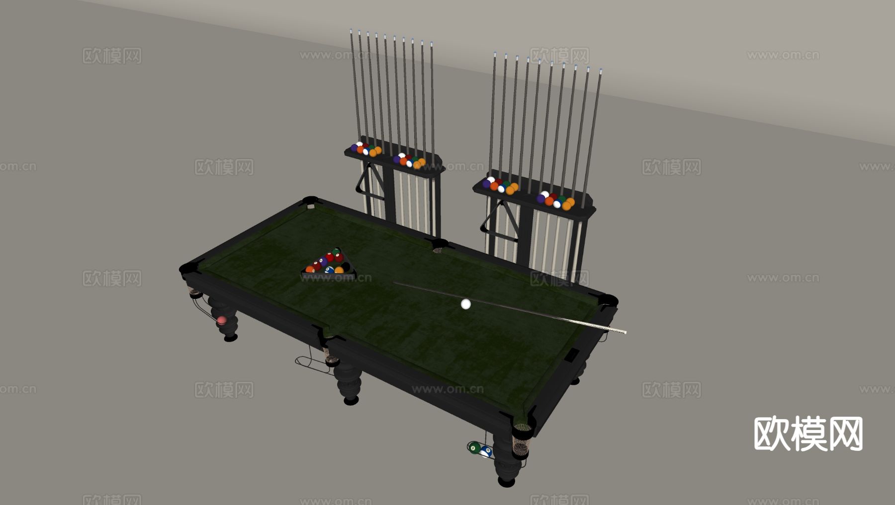 台球桌 台球案su模型下载（渲染图1）