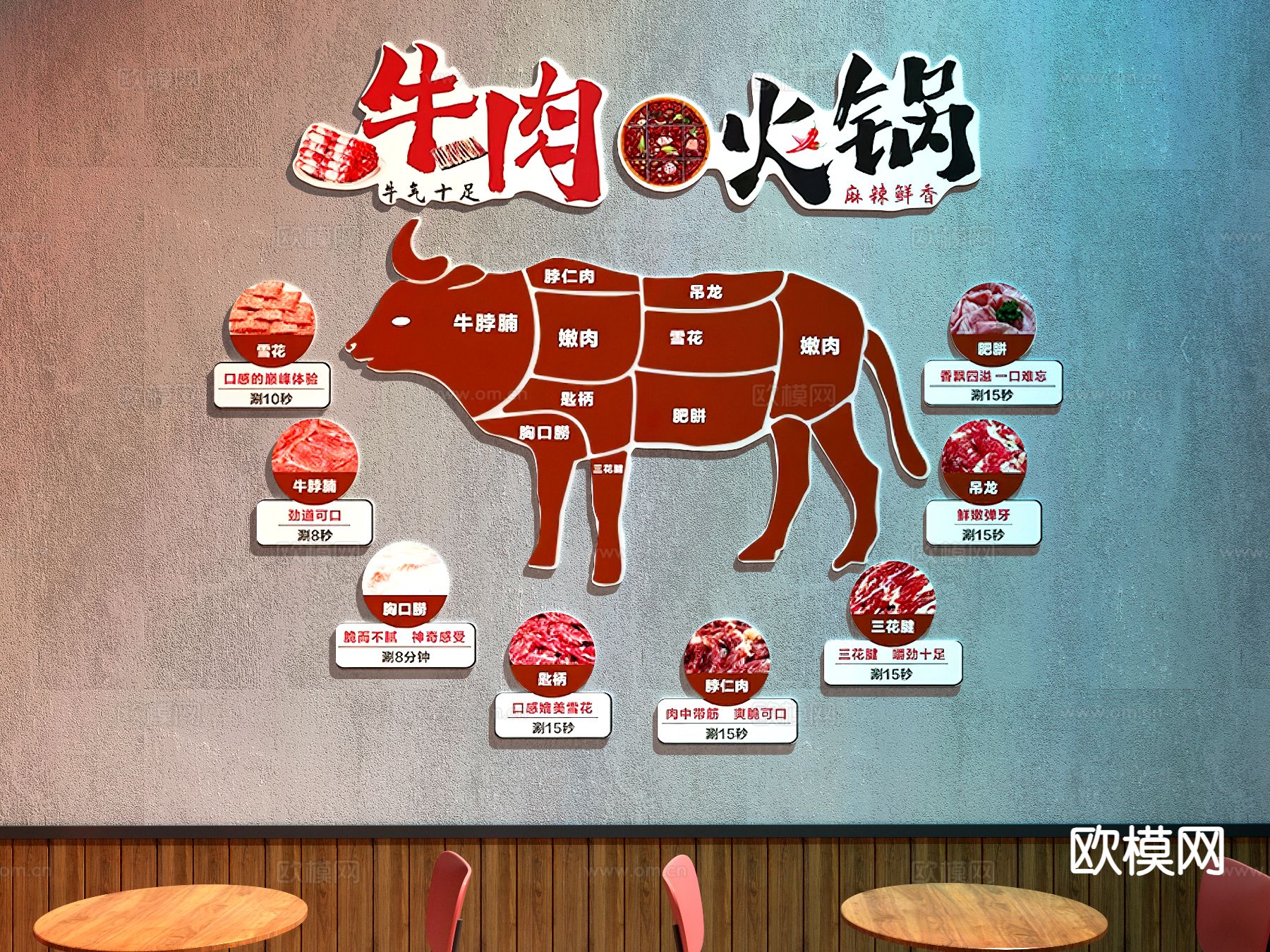 牛肉火锅店装饰画 餐厅装饰画3d模型