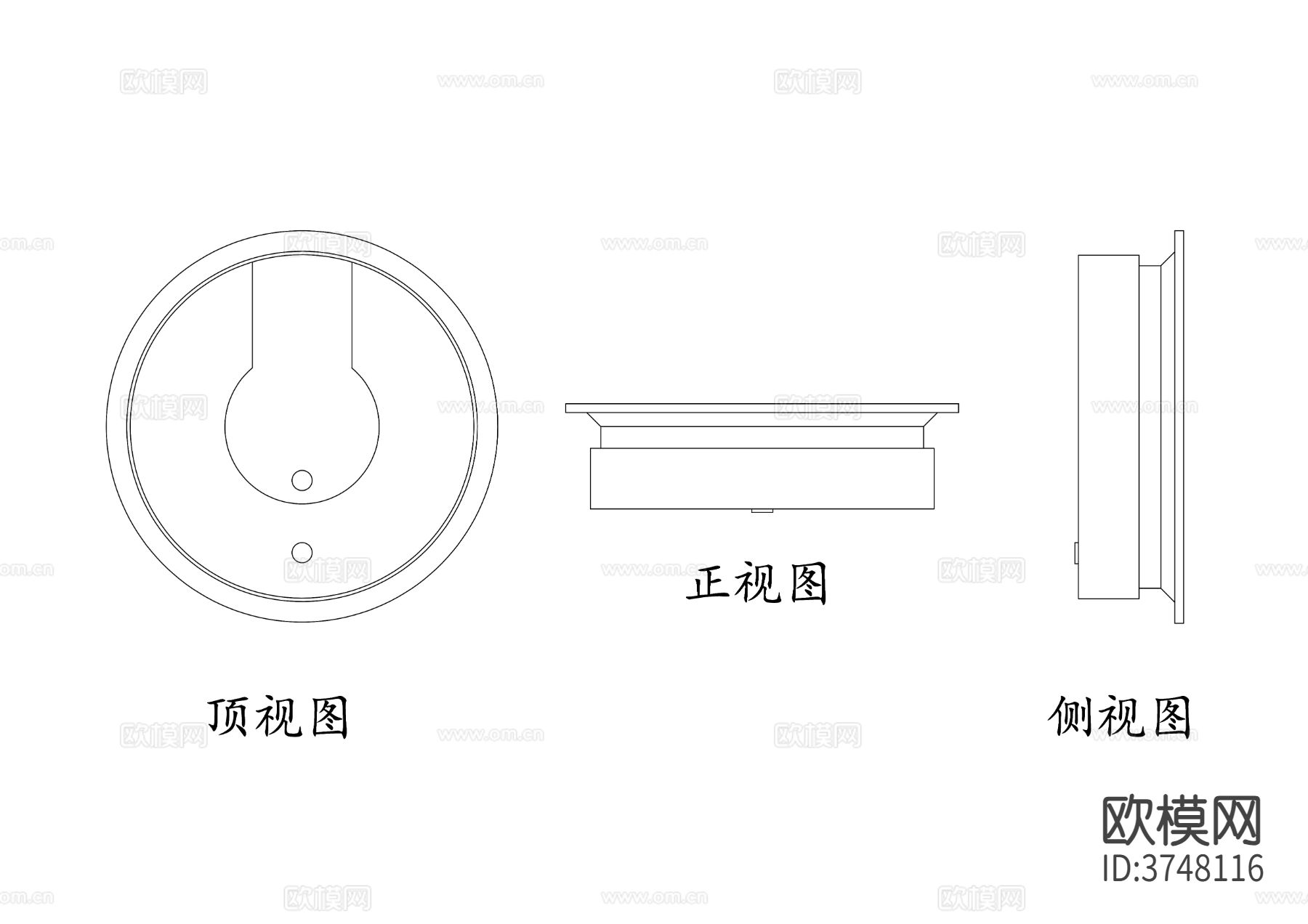 一氧化碳检测仪CAD三视图下载