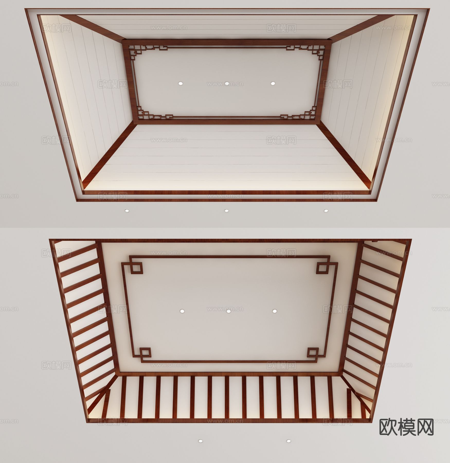 新中式天花吊顶su模型