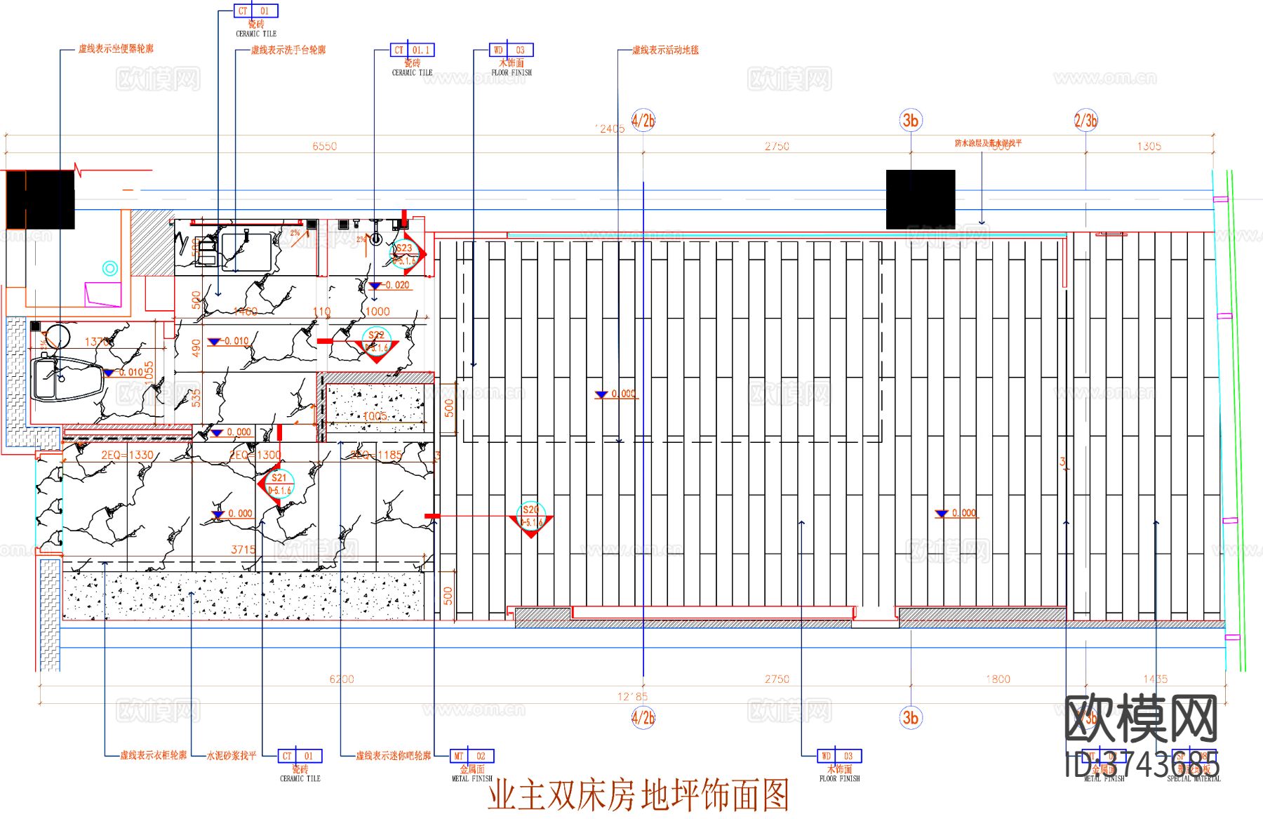 酒店客房CAD施工图