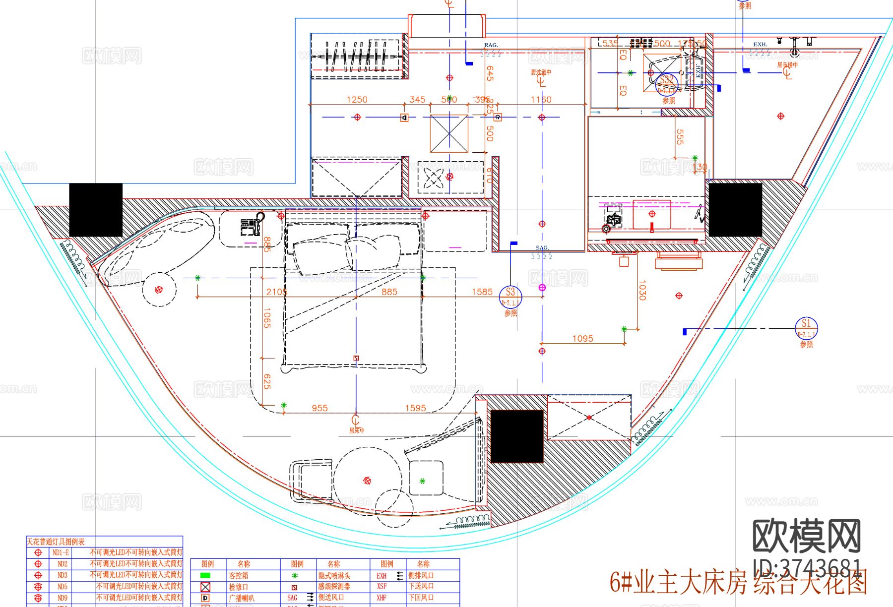 酒店客房CAD平面图