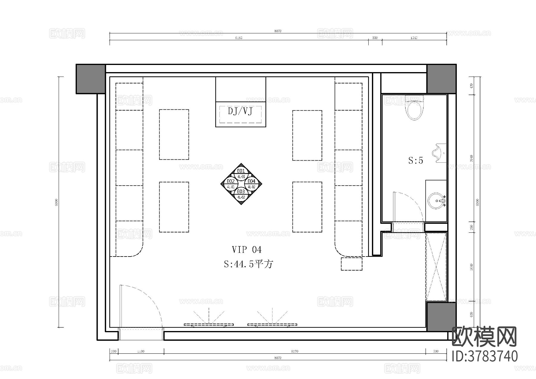 科技感KTV包厢CAD施工图