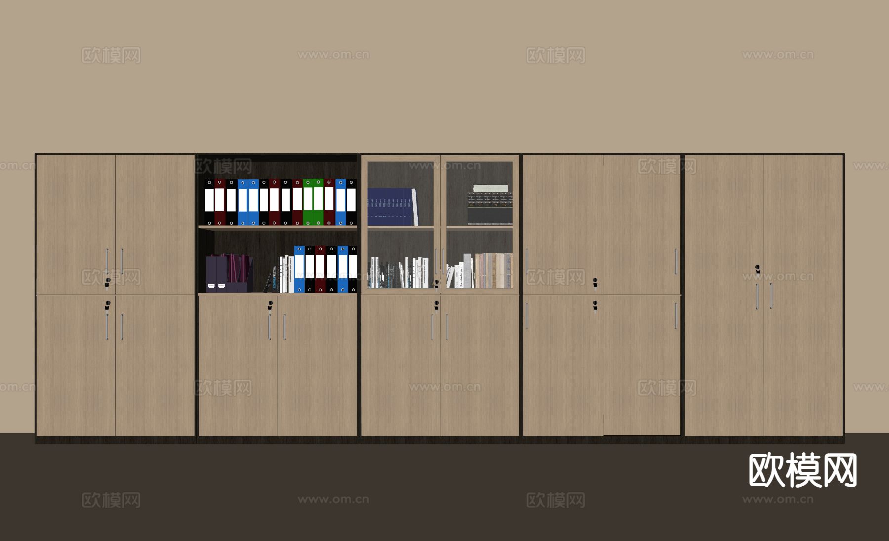 现代办公室文件柜su模型