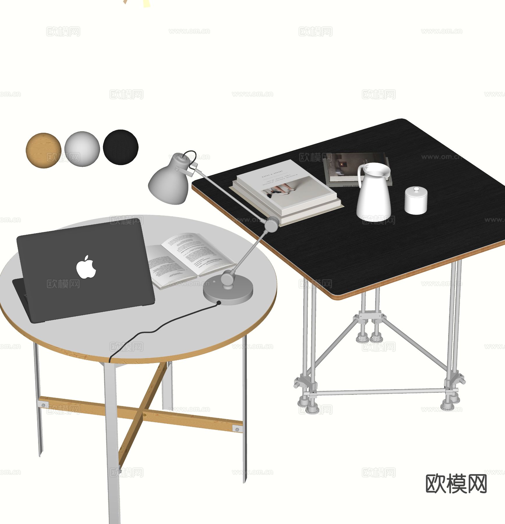 现代餐桌su模型下载（渲染图1）