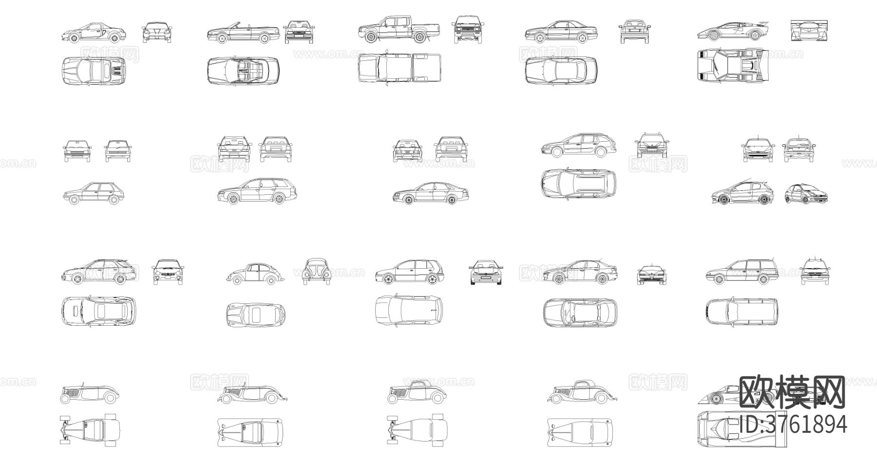 汽车 轿车CAD图块下载