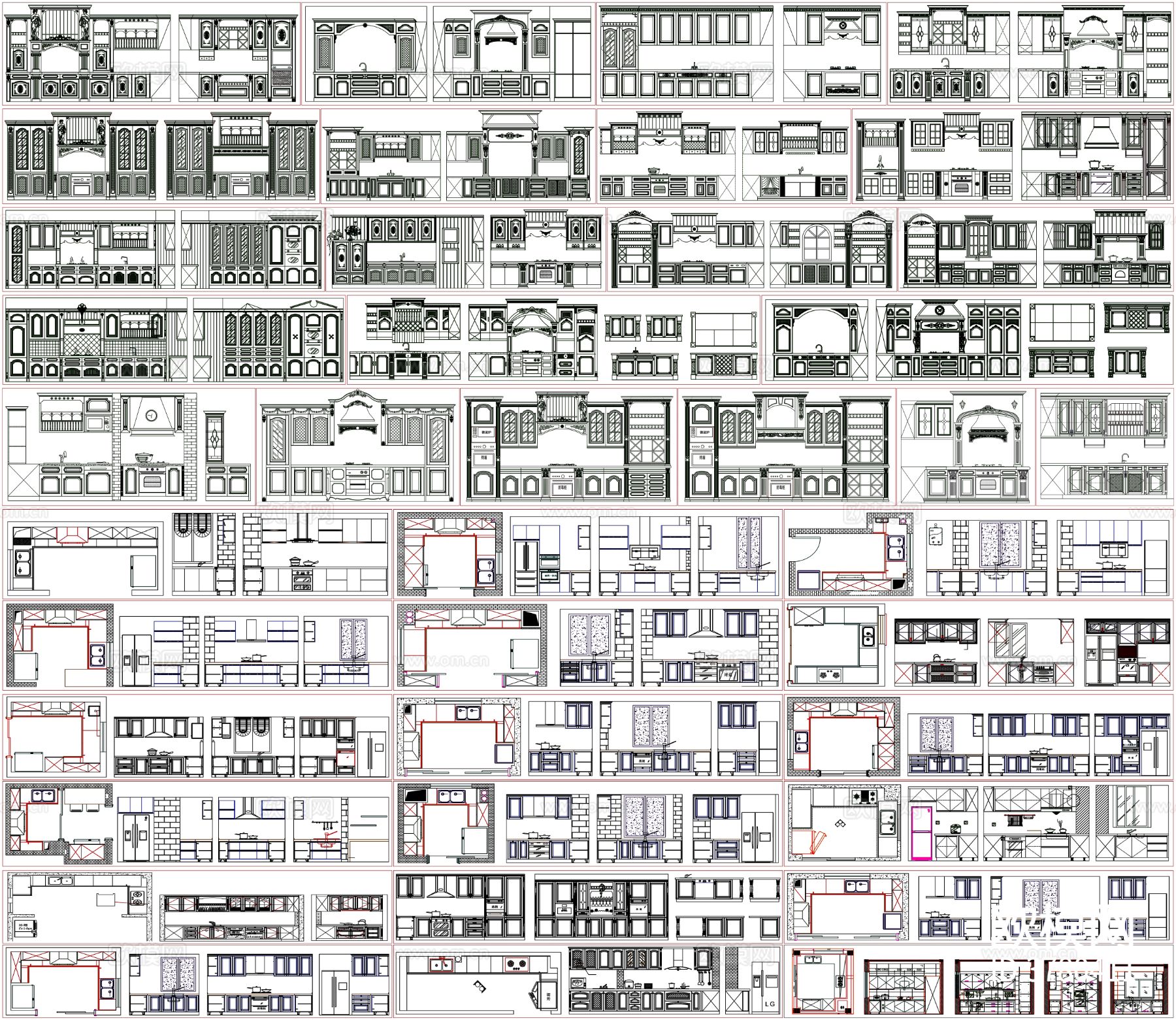 实木橱柜 橱柜CAD图库下载（渲染图1）