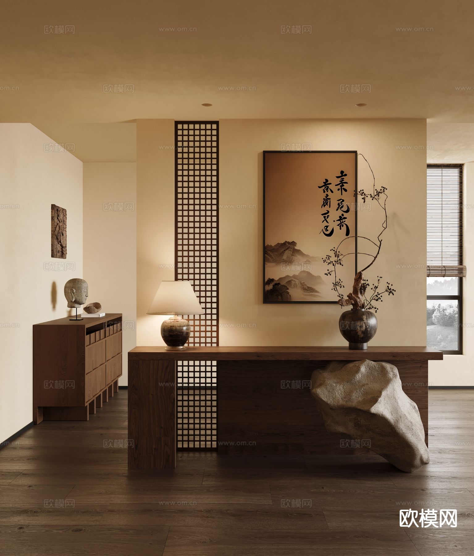 新中式端景柜 端景台3d模型下载