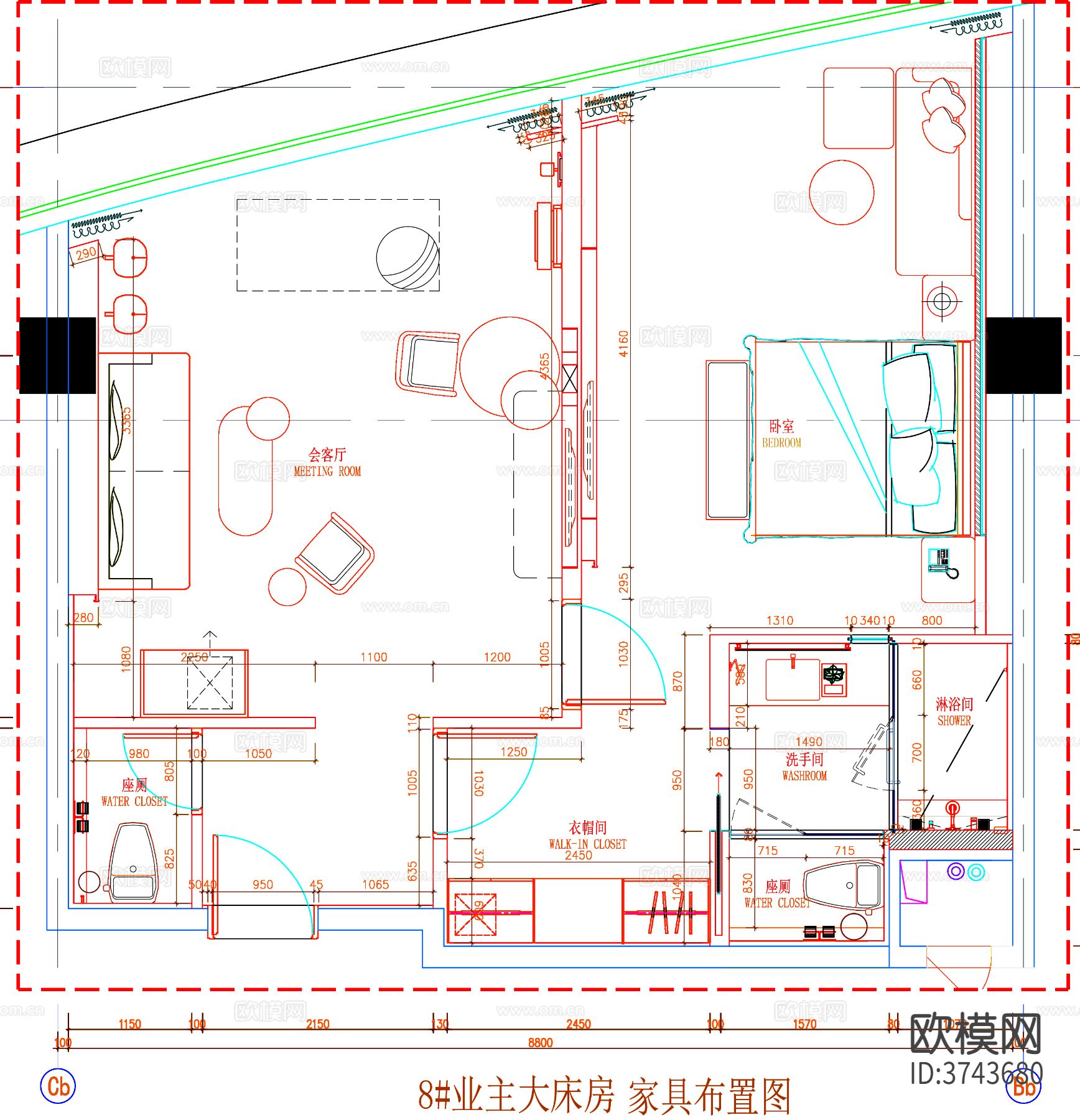 酒店客房CAD平面图