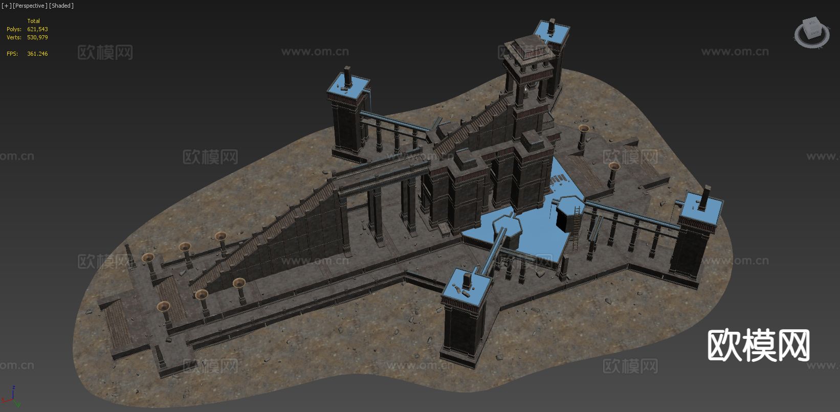 欧式建筑 引水渠建筑 石墙建筑 古代遗迹3d模型