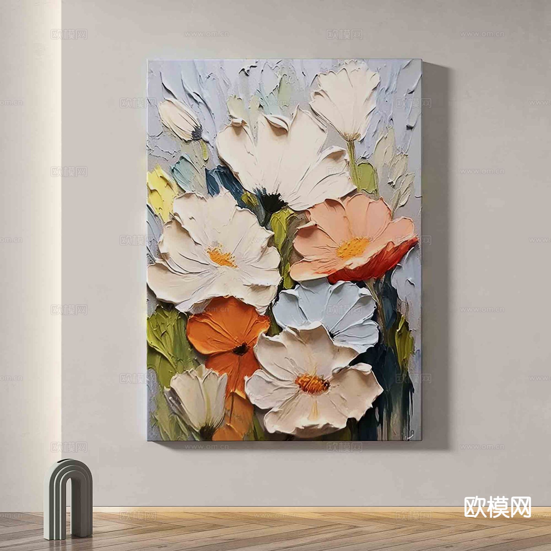 奶油风简约画 油画 装饰画3d模型