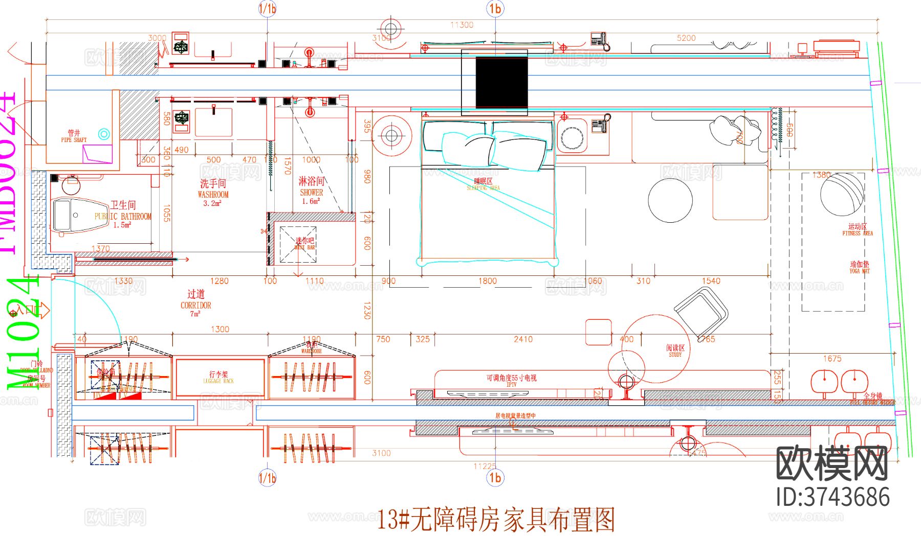 酒店客房CAD施工图