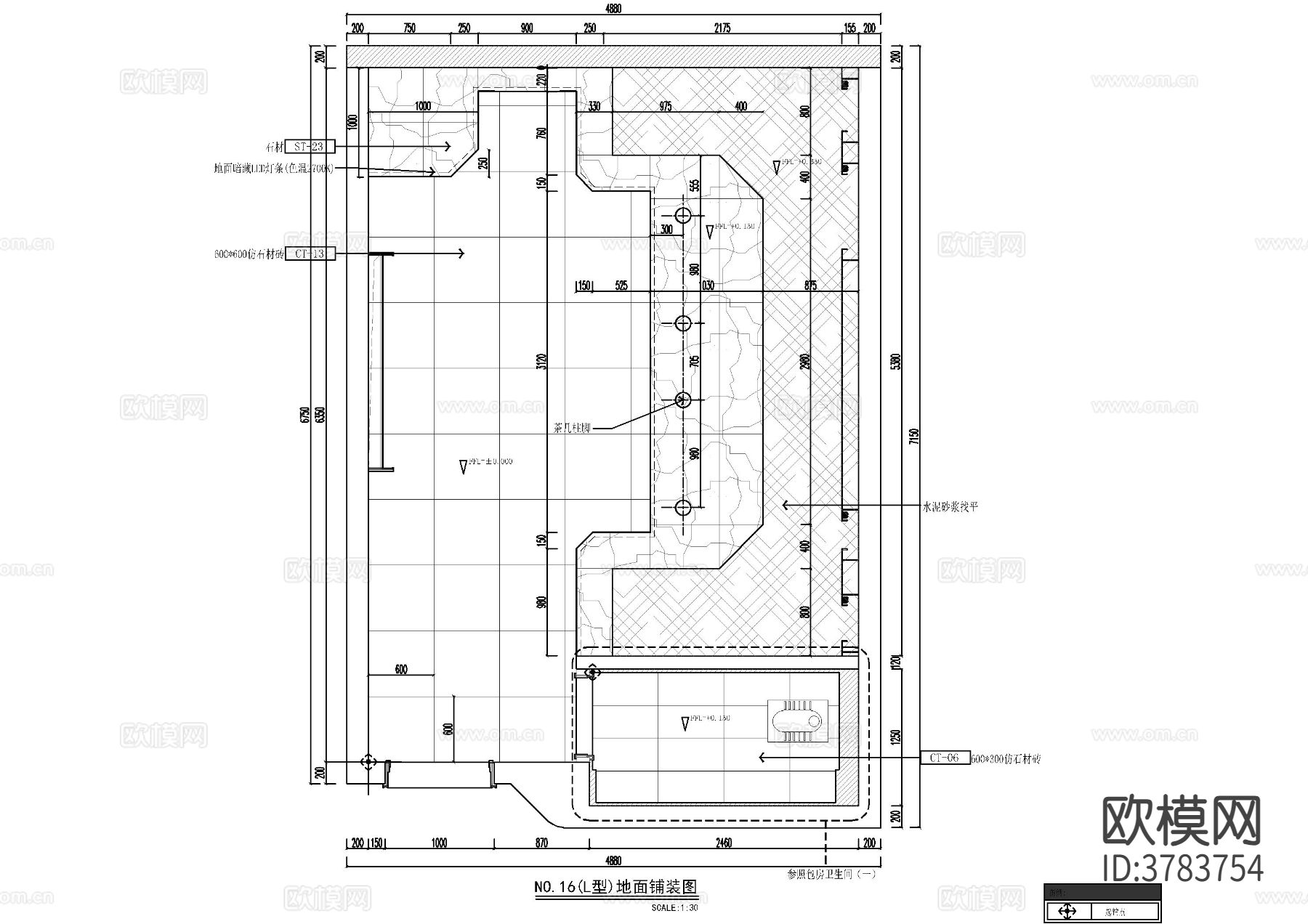 欧式风KTV包间CAD施工图下载（渲染图2）