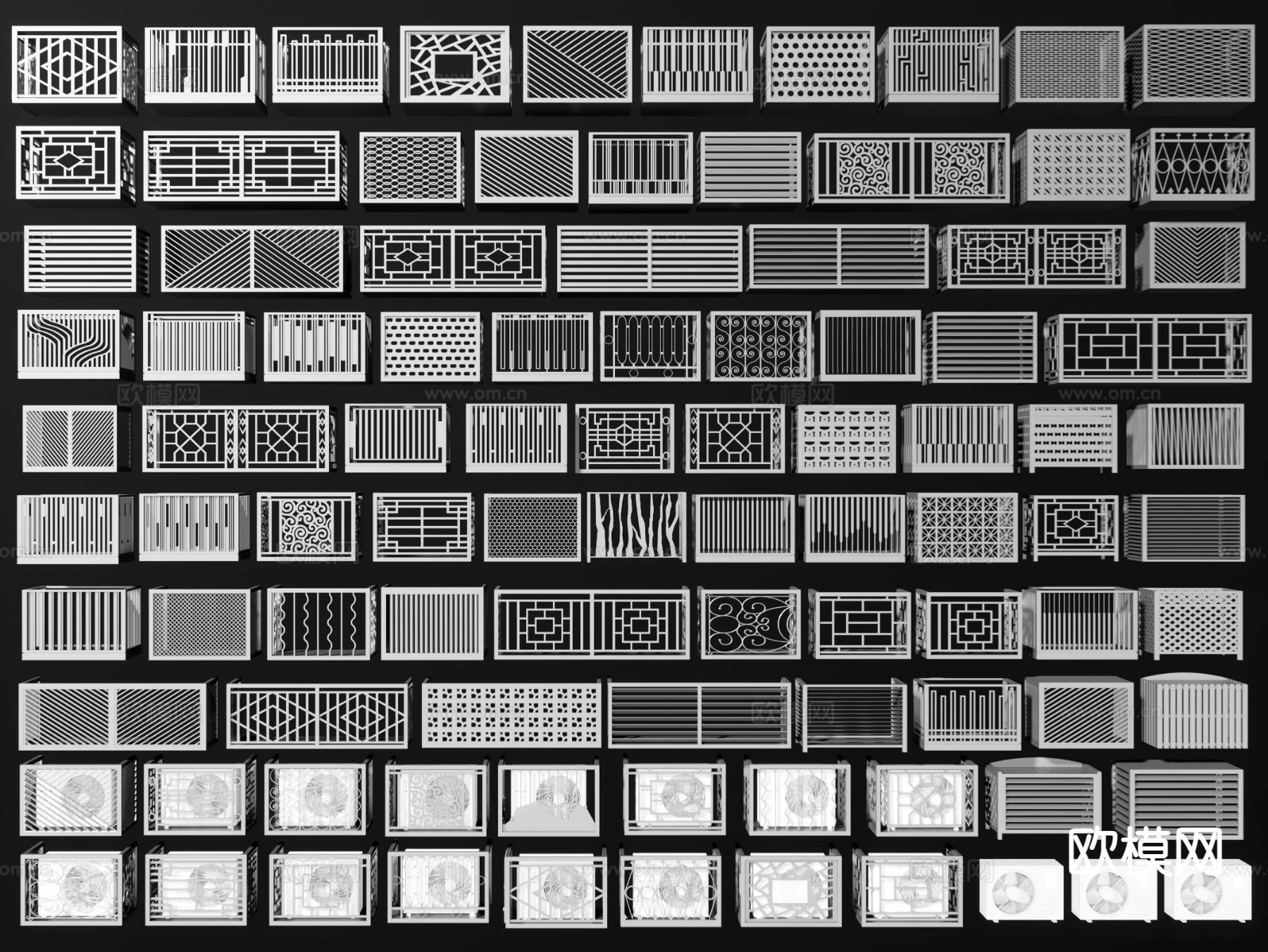 空调外机 格栅 空调架子 外机支架3d模型