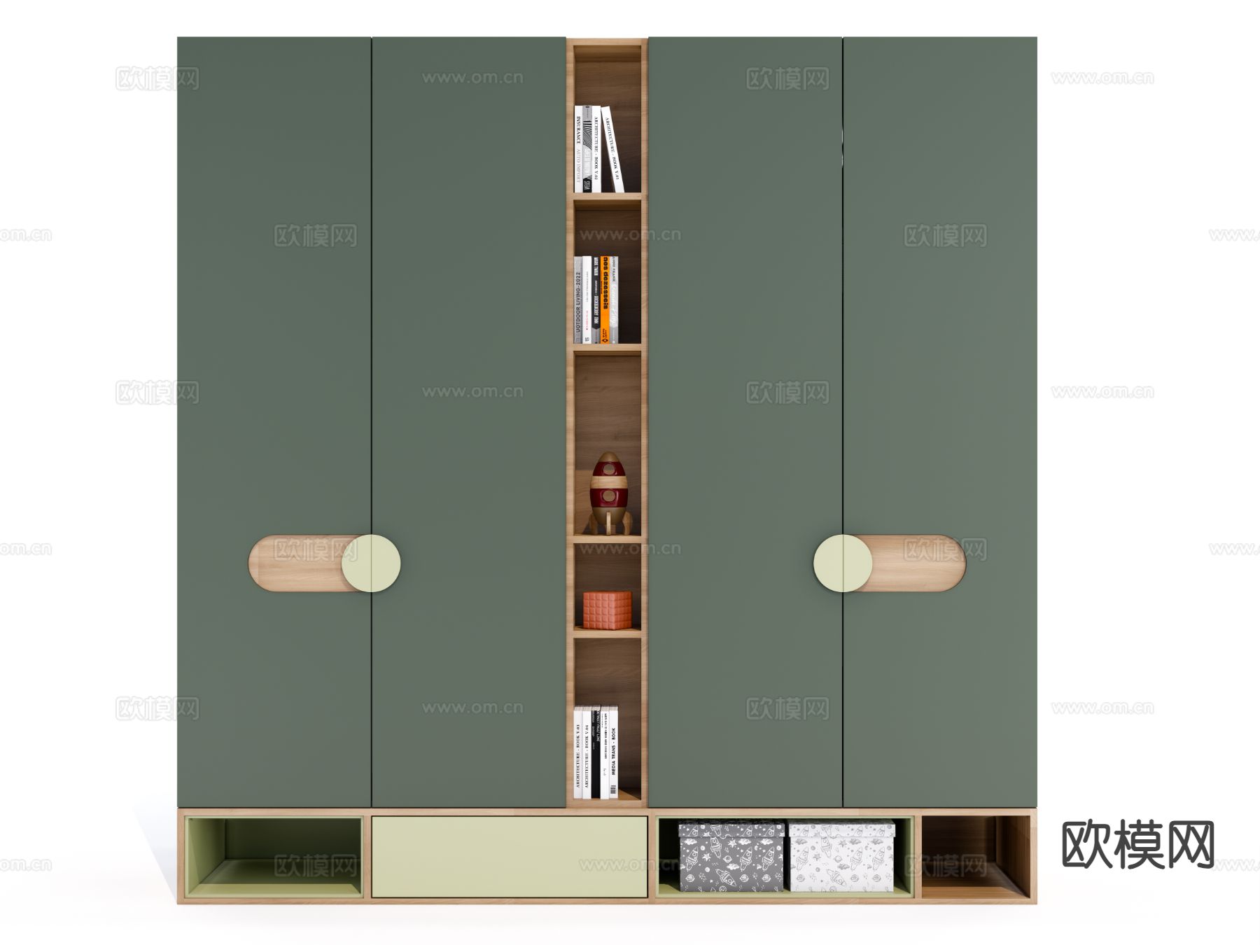 现代儿童开放格衣柜su模型