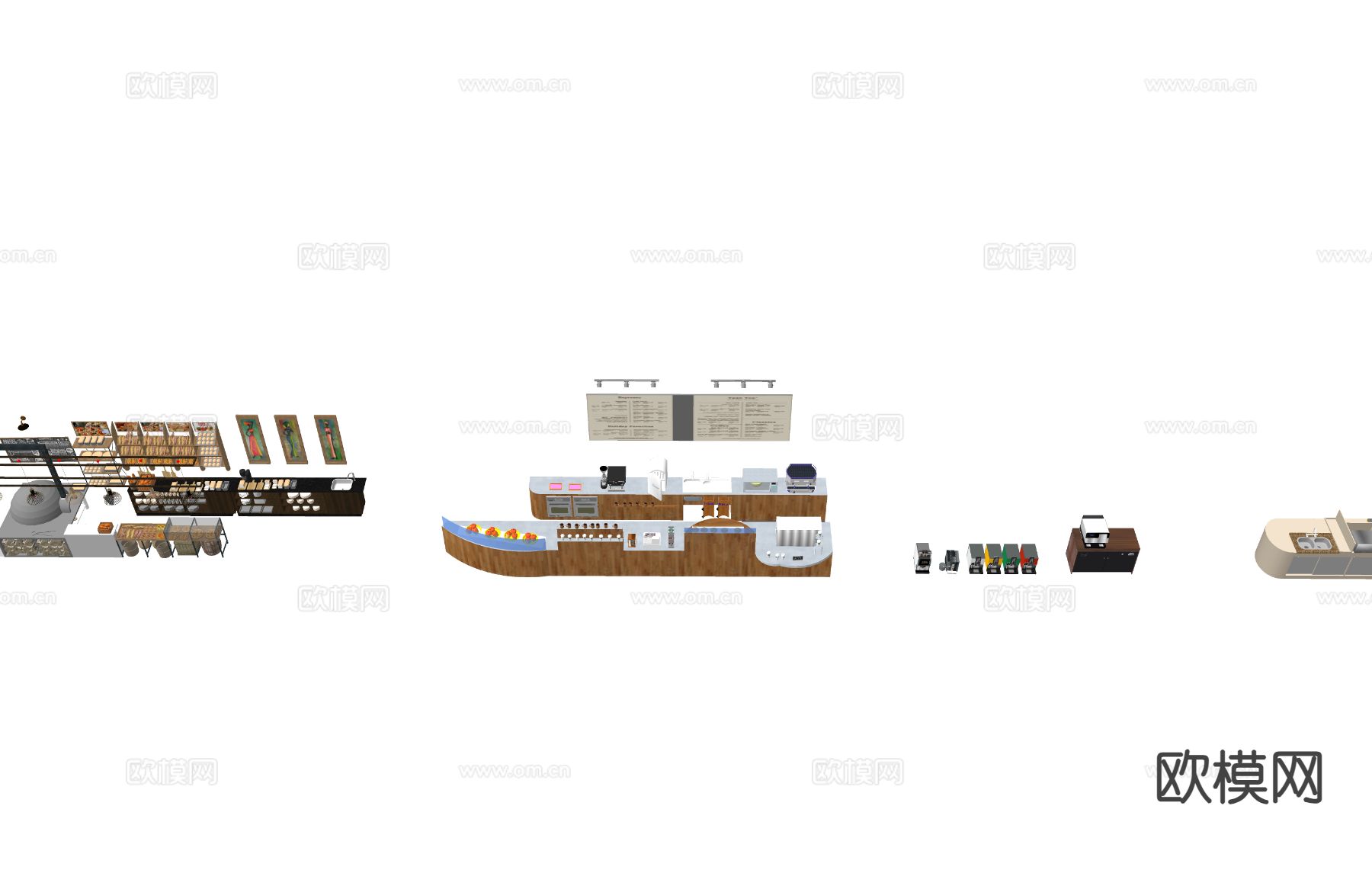 奶茶店前台 接待台su模型下载（渲染图1）