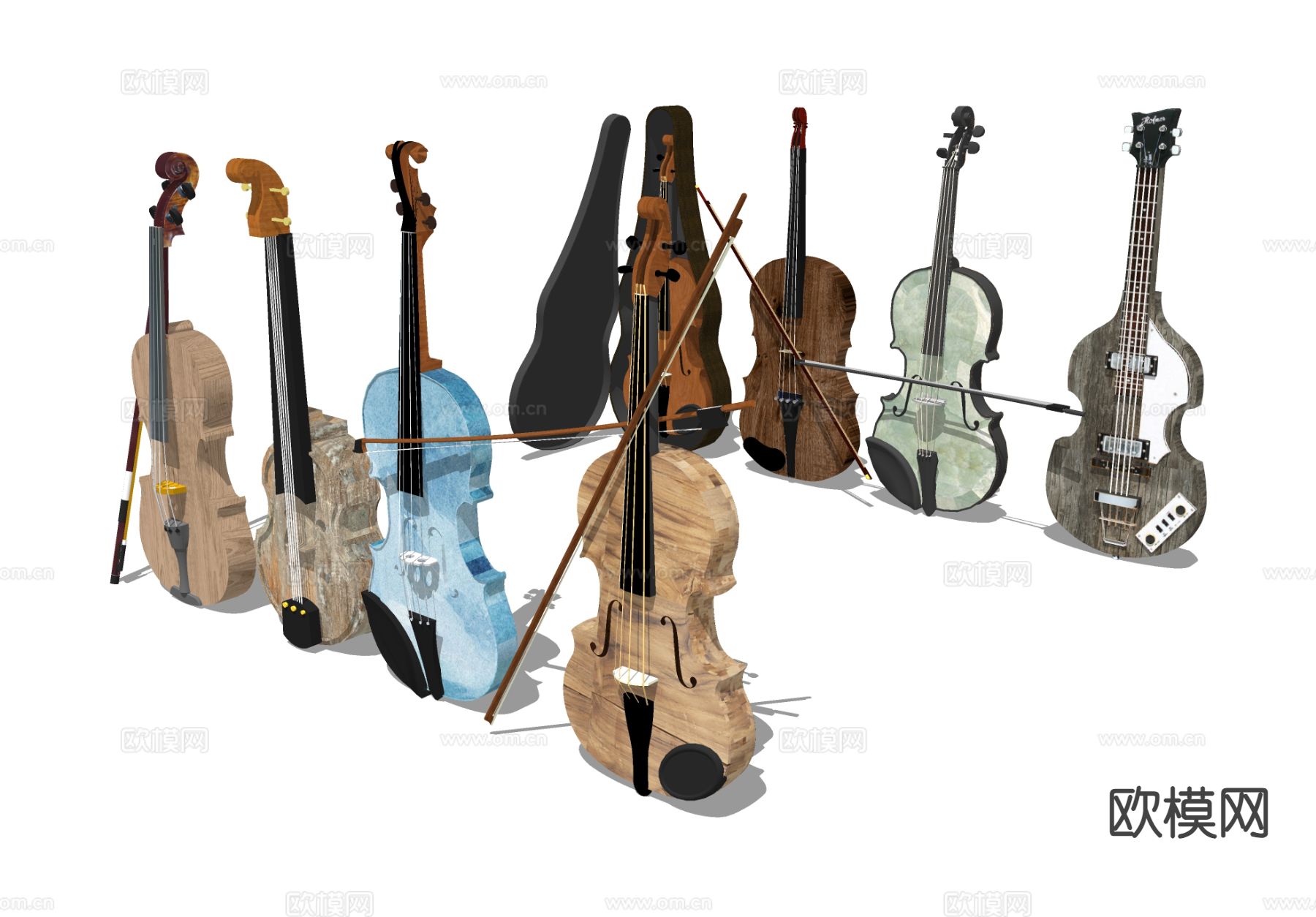 小提琴 音乐乐器su模型下载（渲染图2）