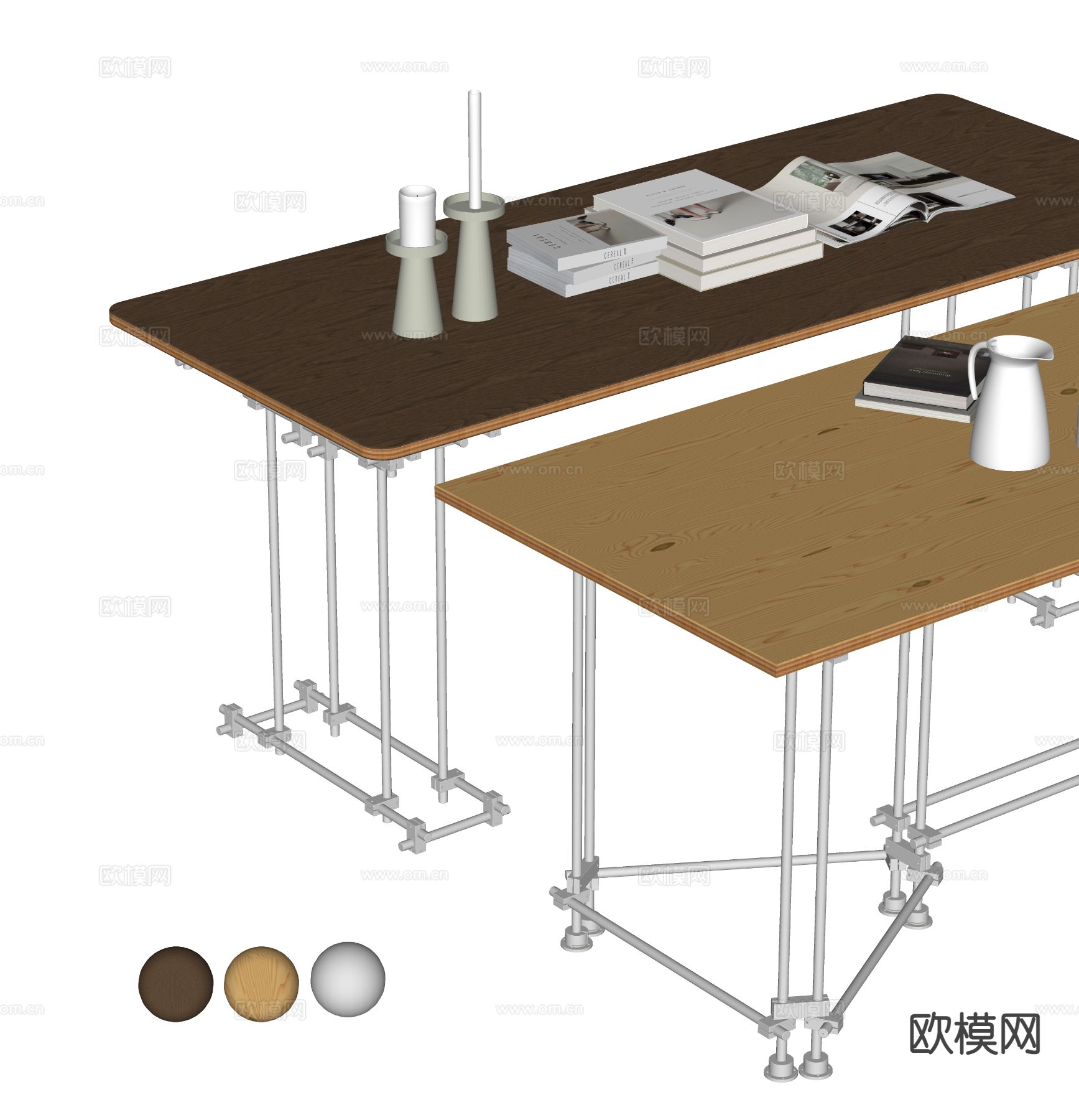 现代书桌su模型下载（渲染图1）