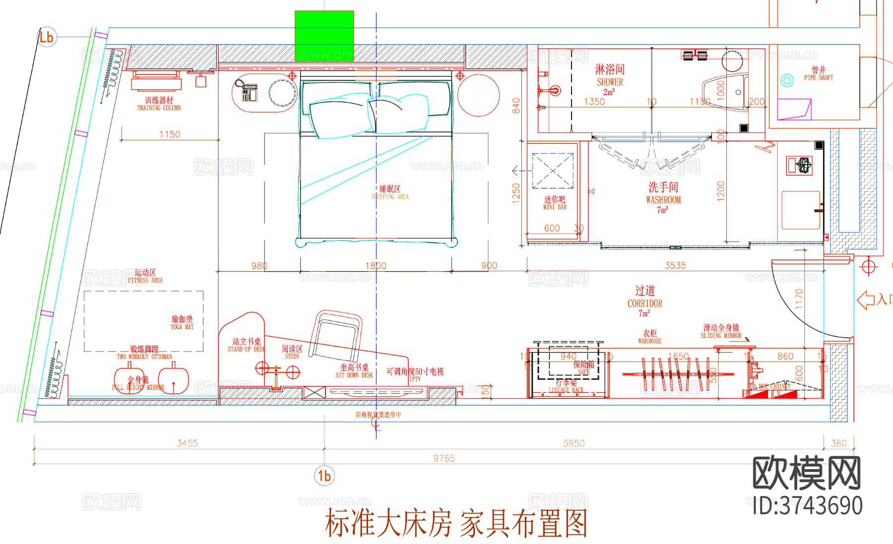 酒店客房CAD施工图