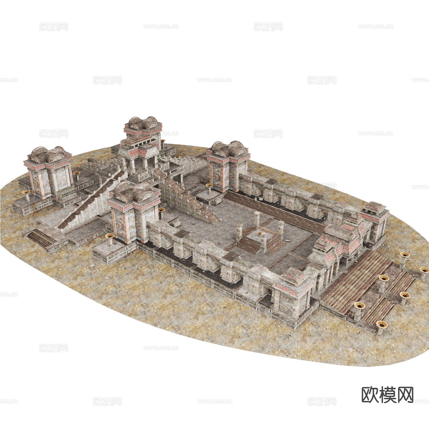 欧式古建 古代遗迹柱廊 玛雅建筑3d模型