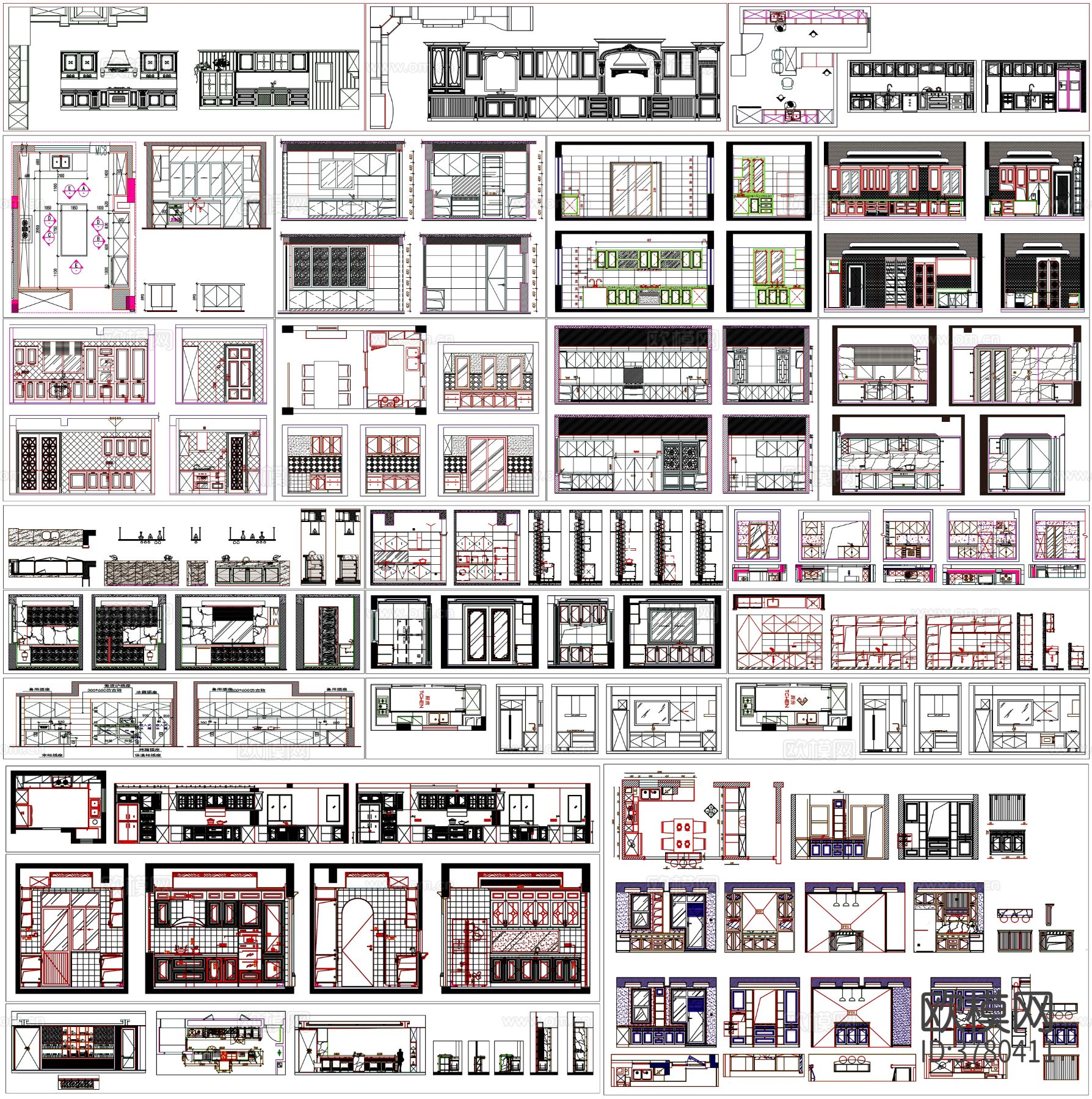 实木橱柜 橱柜CAD图库下载（渲染图2）