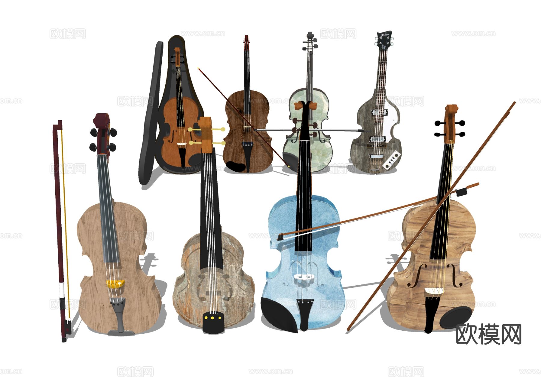 小提琴 音乐乐器su模型下载（渲染图1）