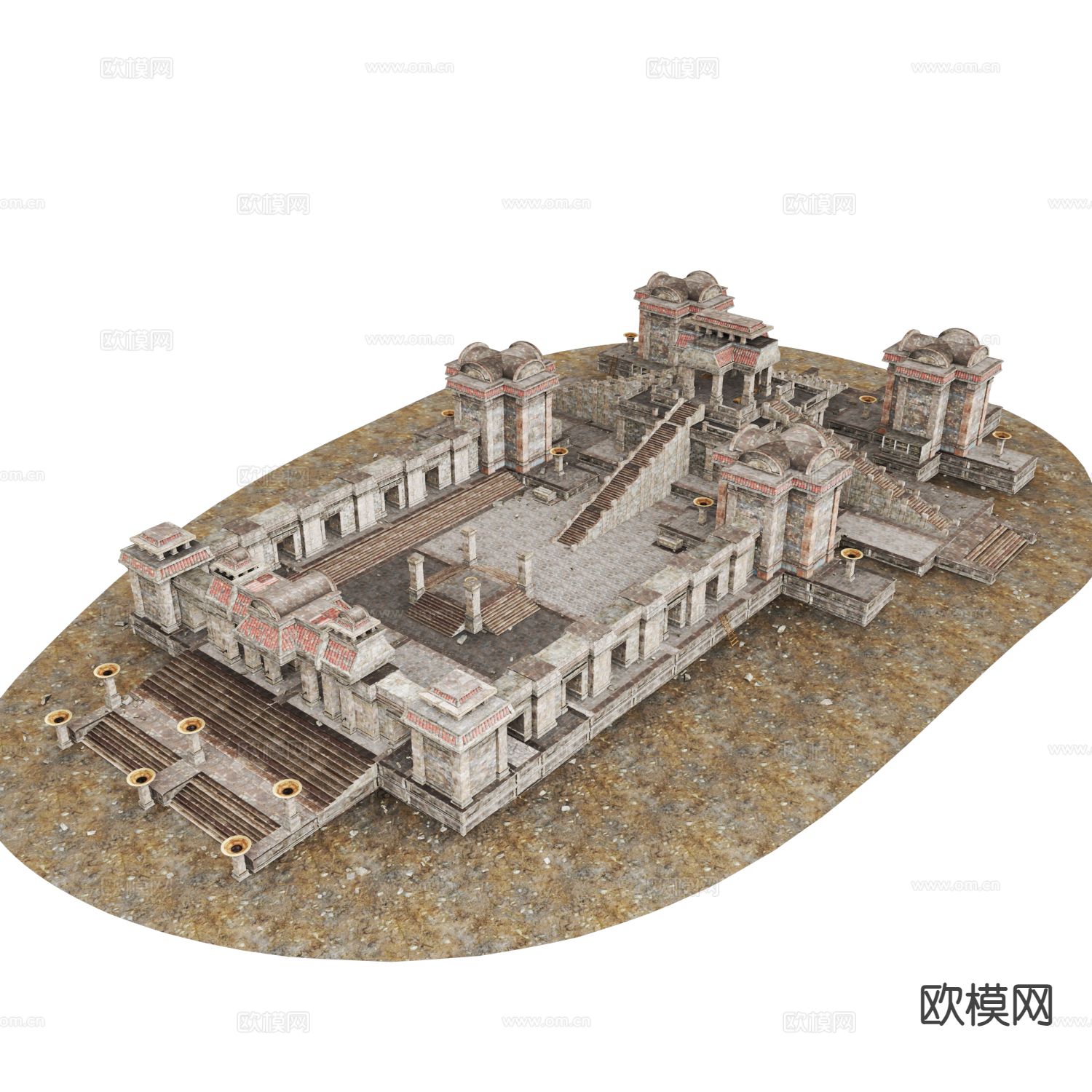 欧式古建 古代遗迹柱廊 玛雅建筑3d模型