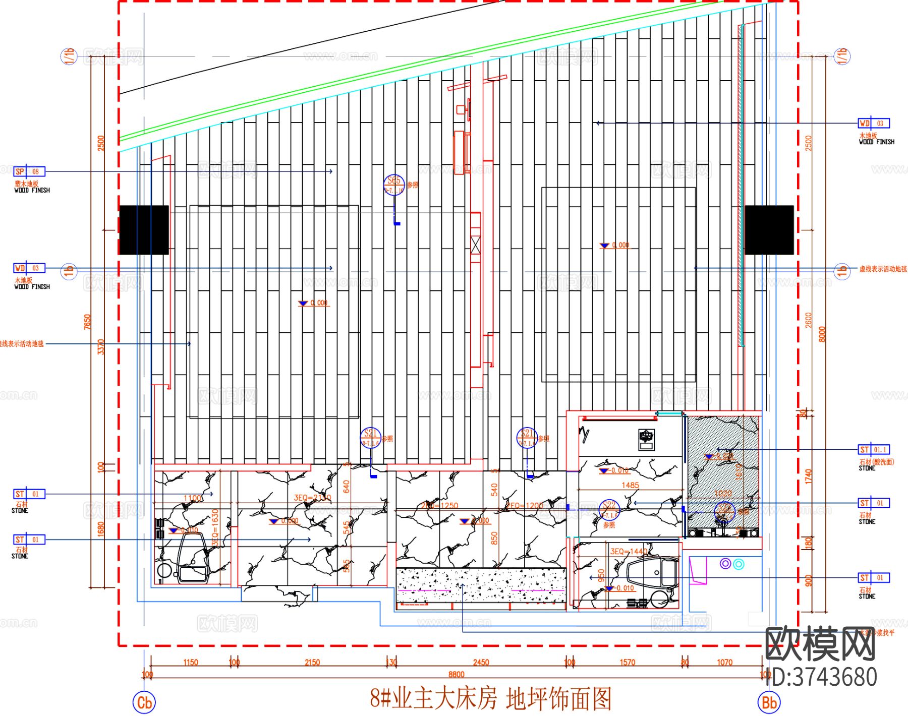 酒店客房CAD平面图