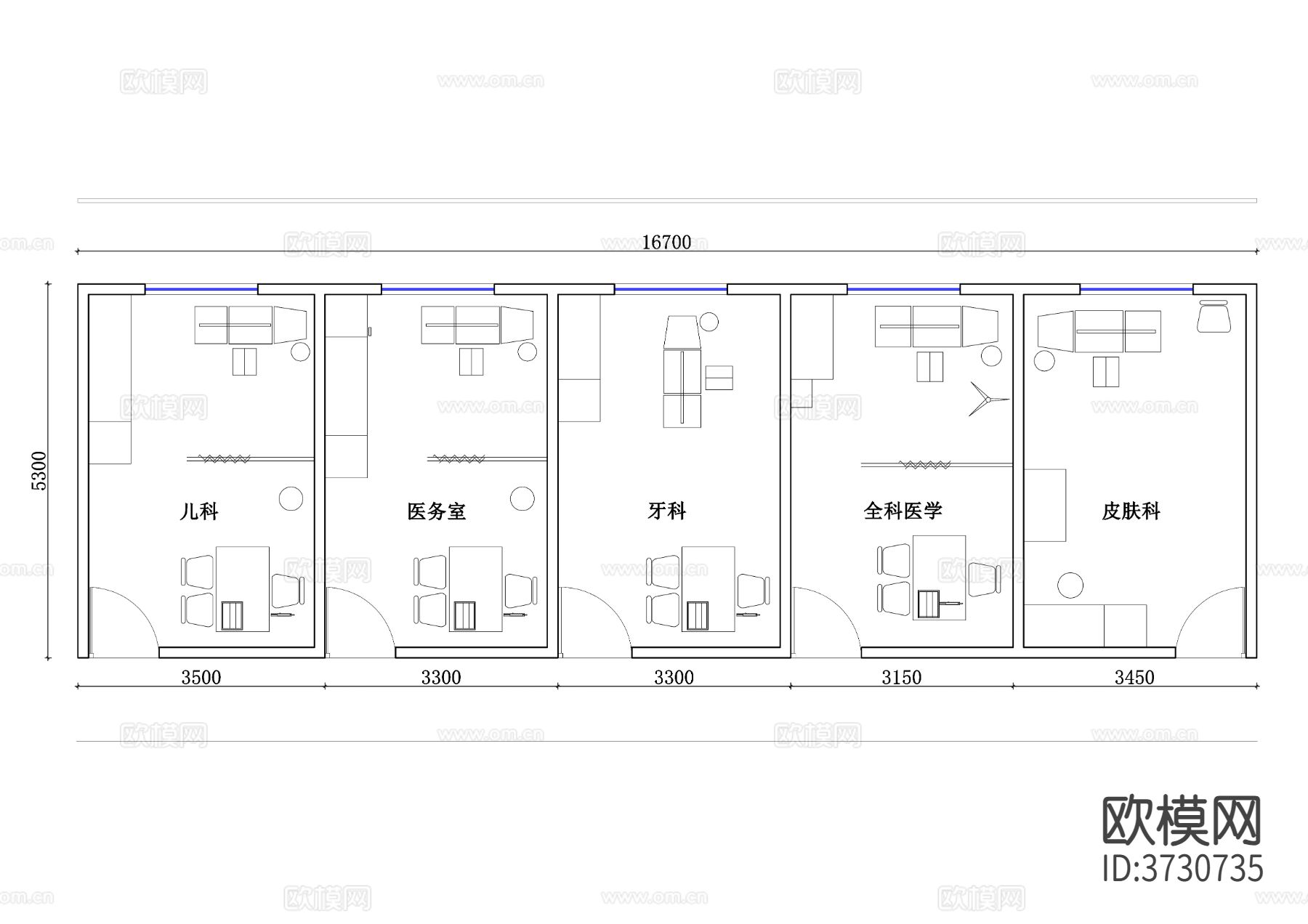 内科科室门诊CAD平面图