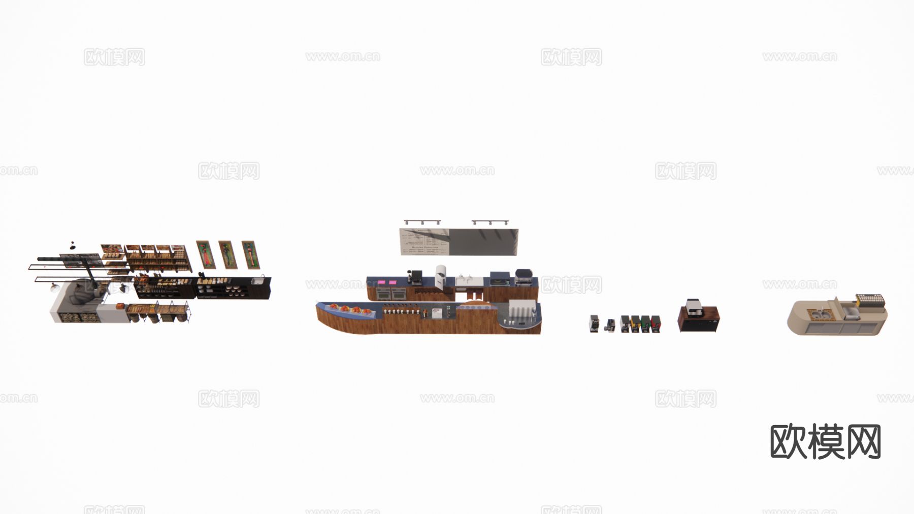 奶茶店前台 接待台su模型下载（渲染图2）