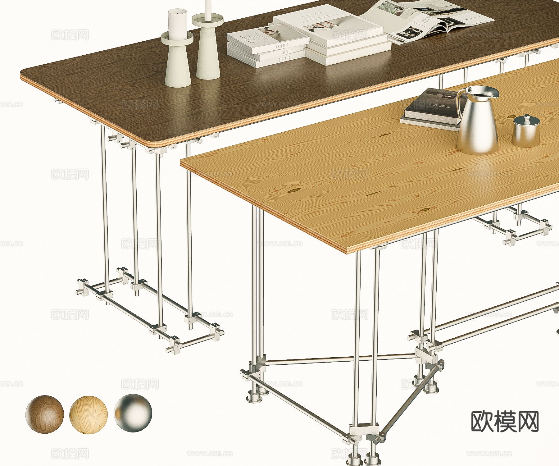 现代书桌su模型下载（渲染图2）