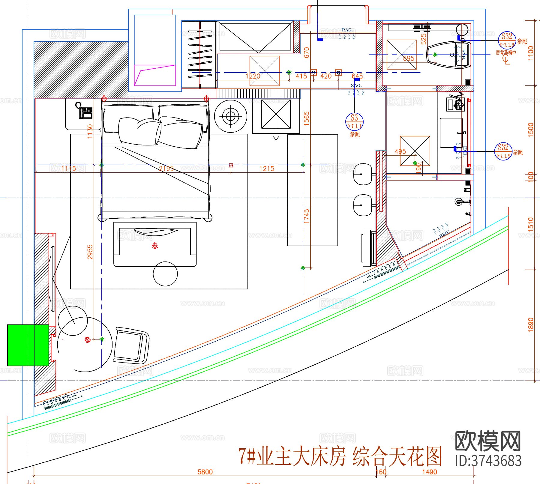 酒店客房CAD平面图