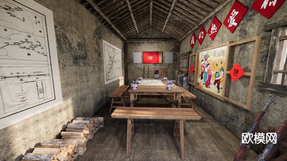 中式抗战博物馆 红色展览馆su模型下载(渲染图2)