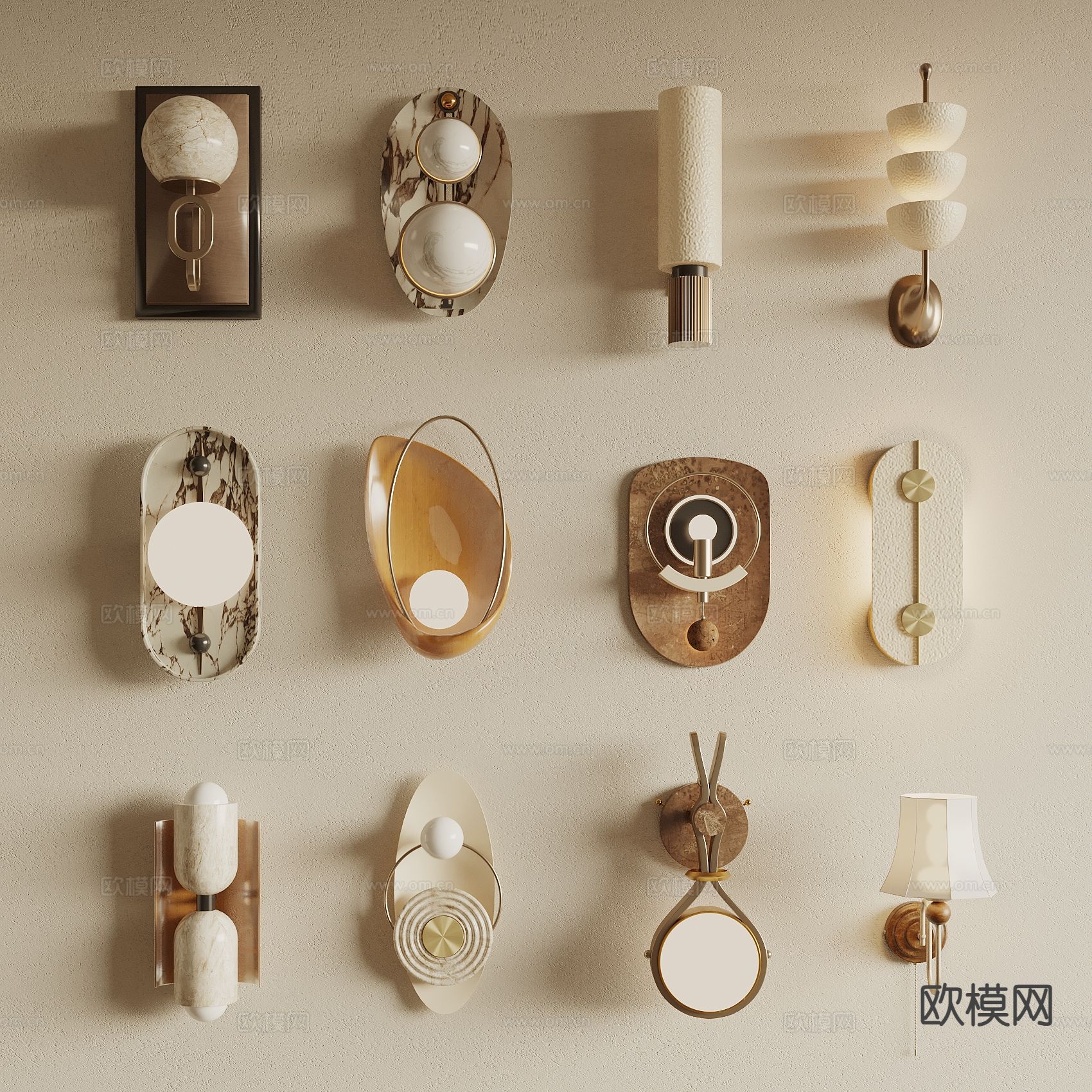 中古风壁灯3d模型下载