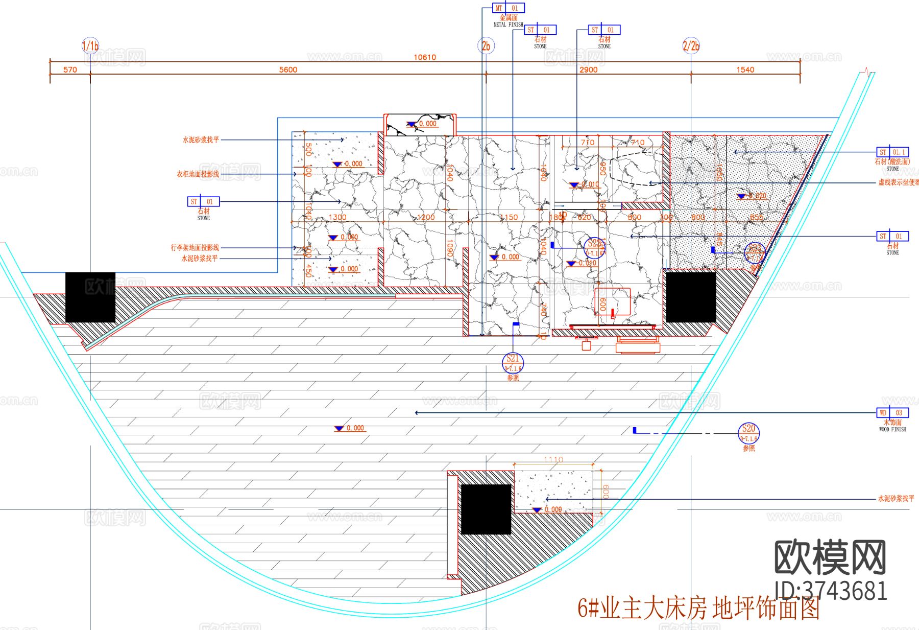 酒店客房CAD平面图