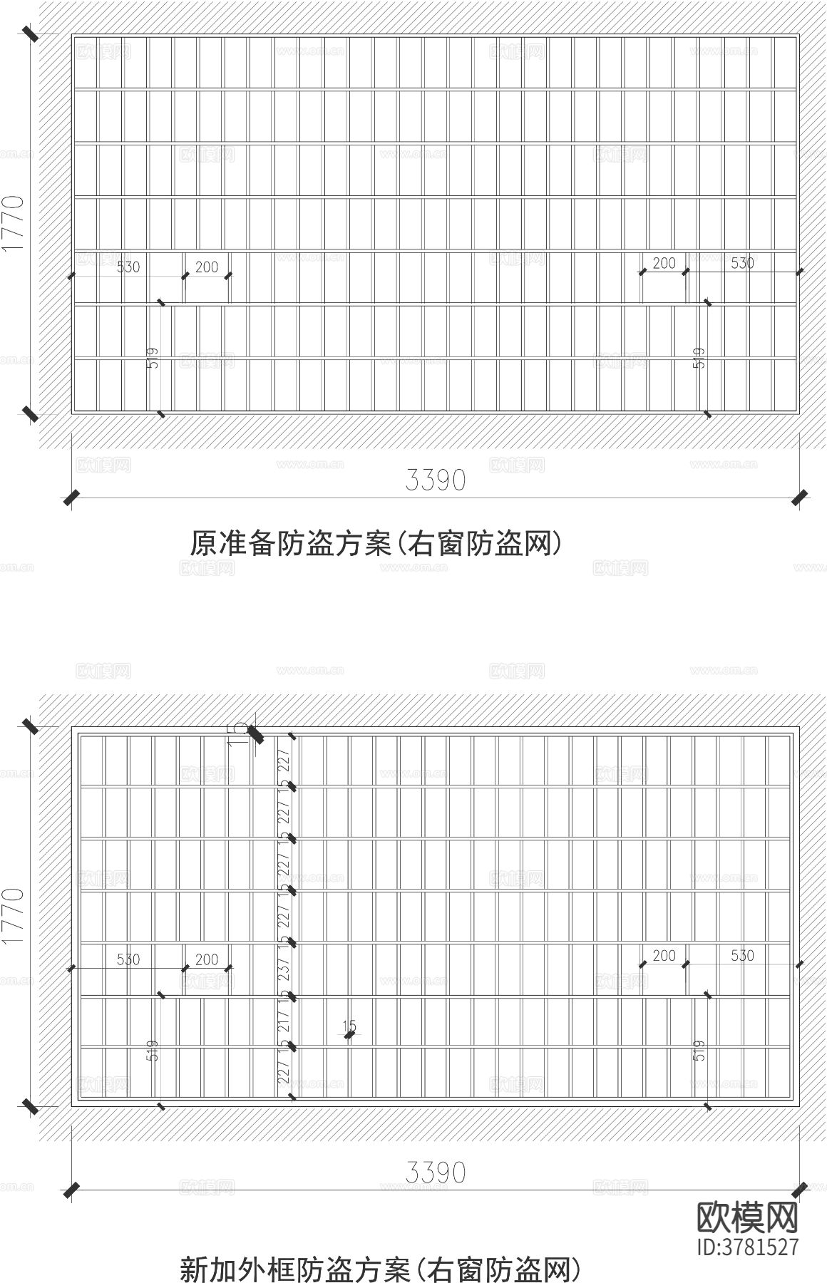 防盗网CAD图块