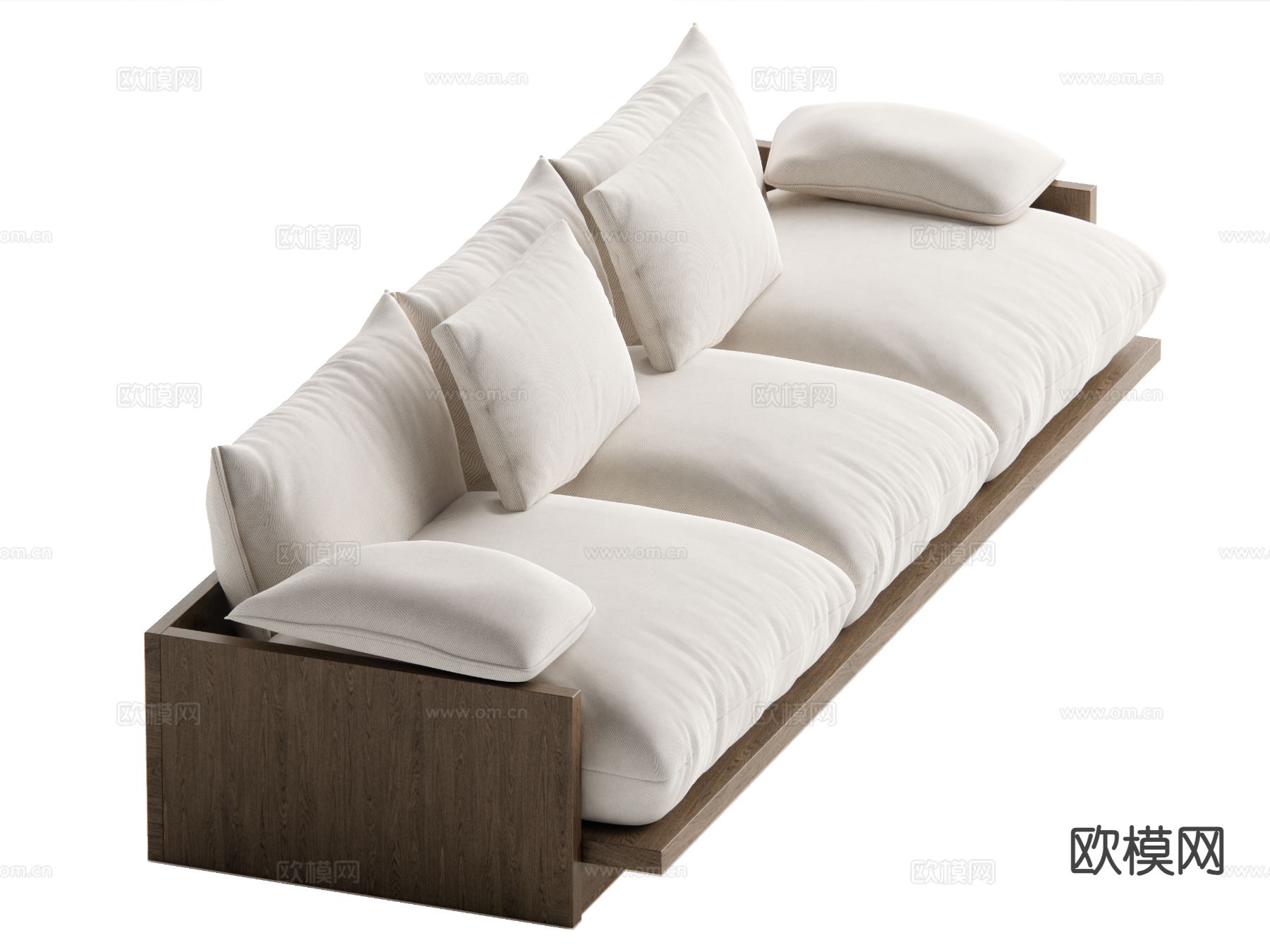 原木风多人沙发su模型下载（渲染图2）