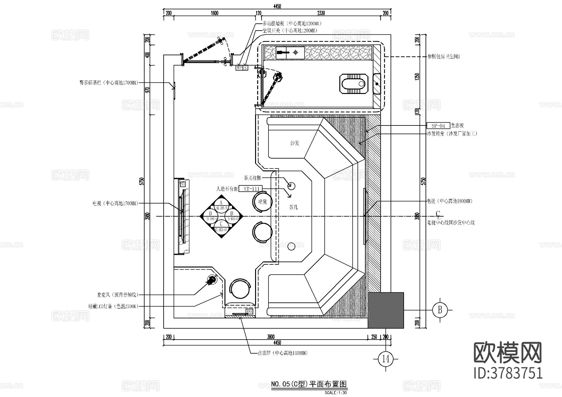 工业风KTV包间CAD施工图