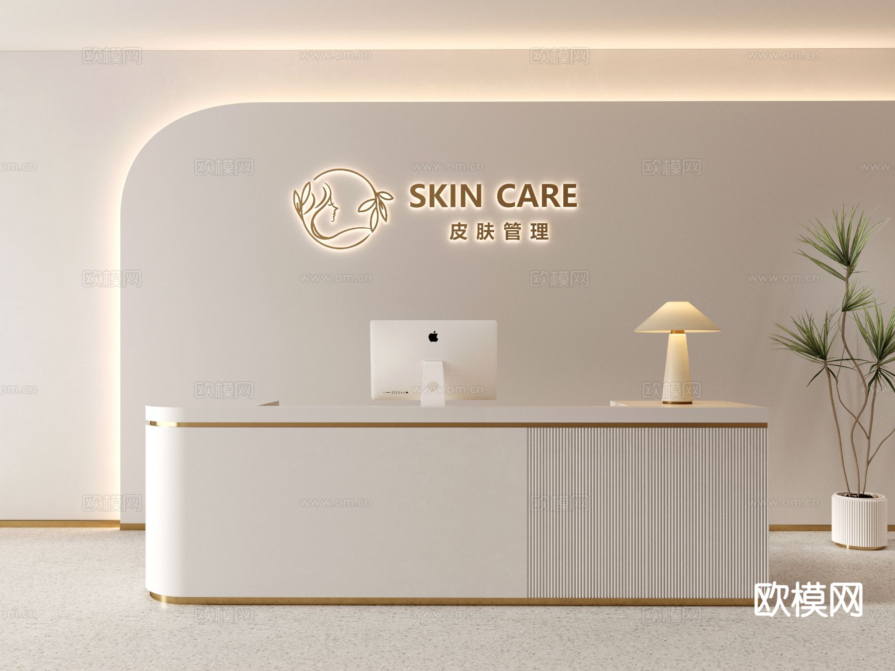 美容院前台 接待台su模型下载（渲染图2）