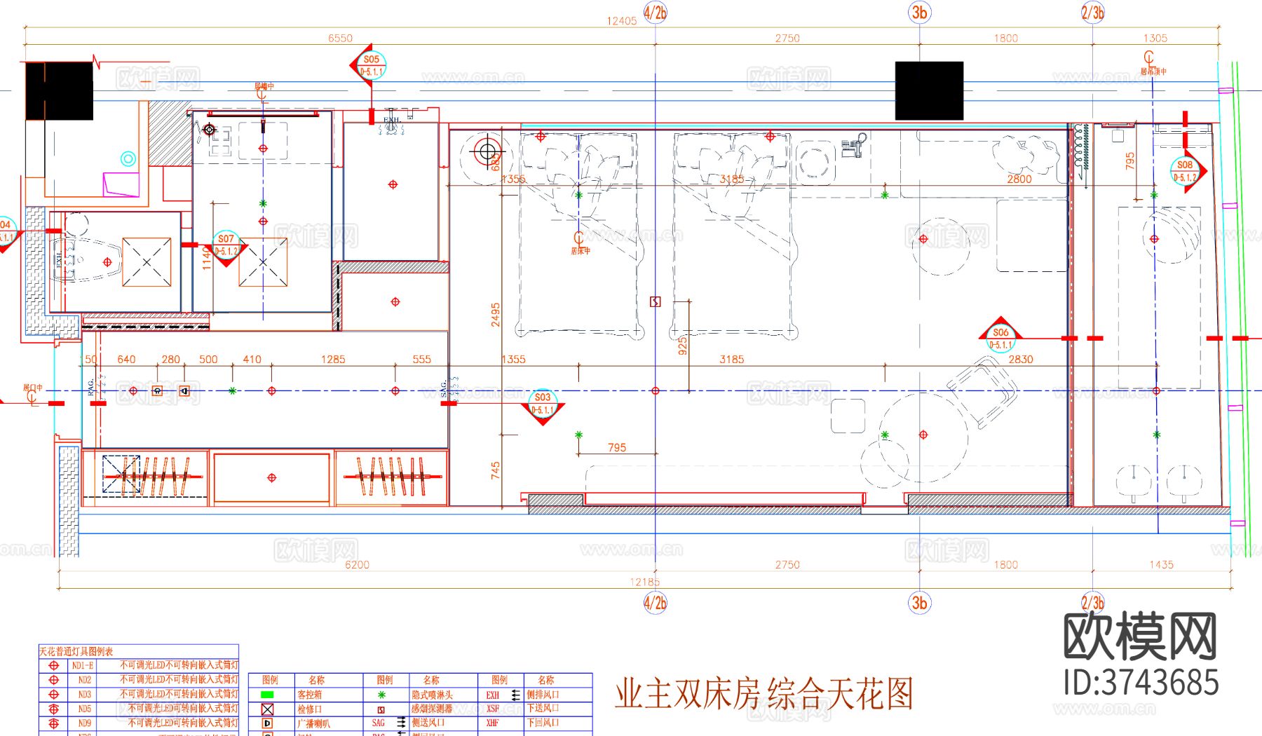 酒店客房CAD施工图