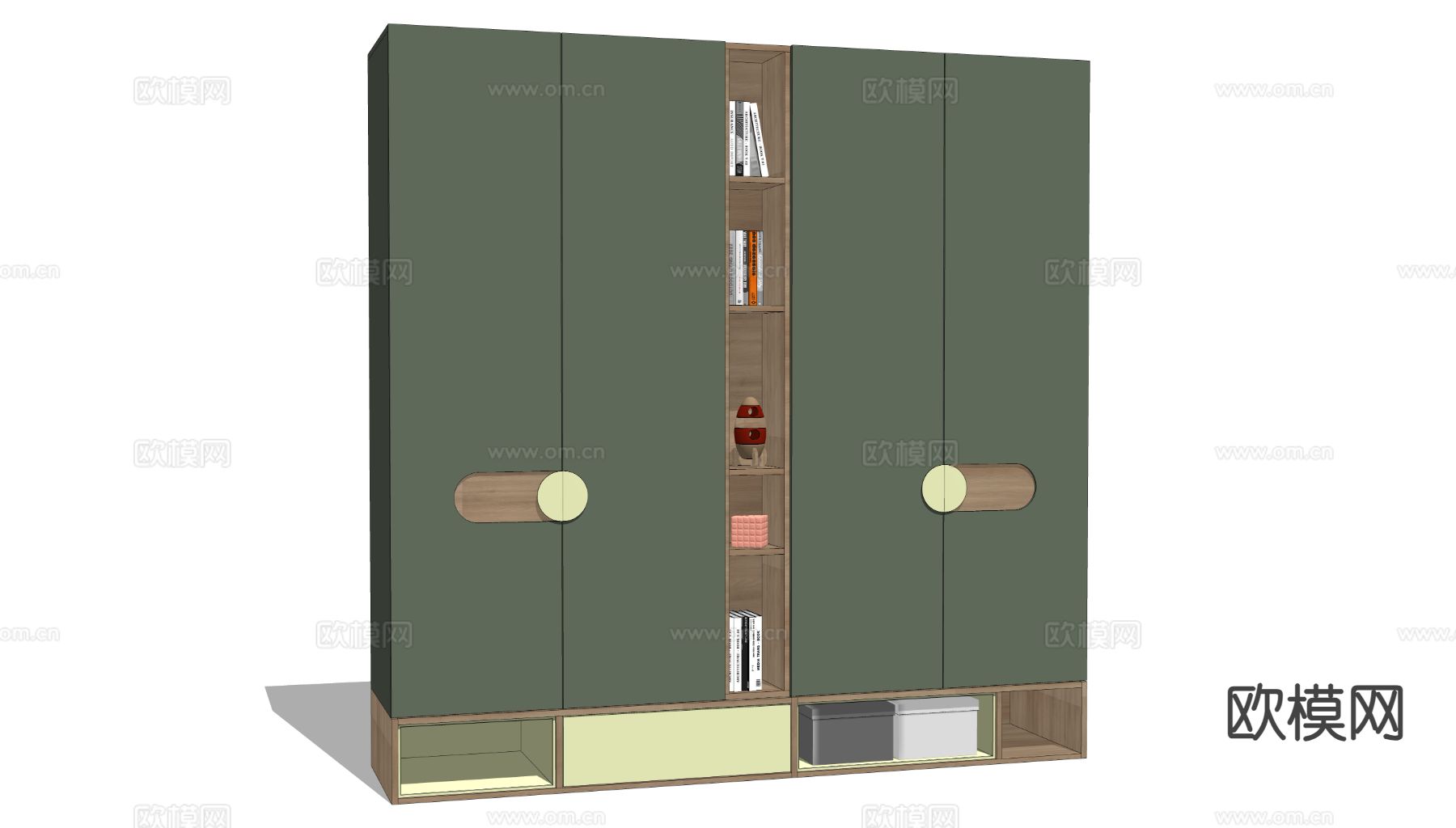 现代儿童开放格衣柜su模型