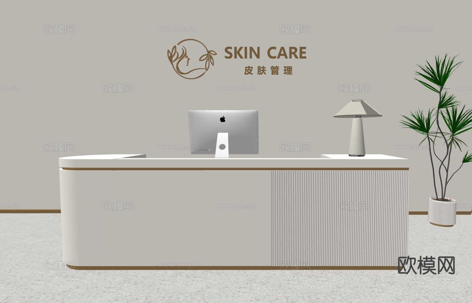 美容院前台 接待台su模型下载（渲染图1）