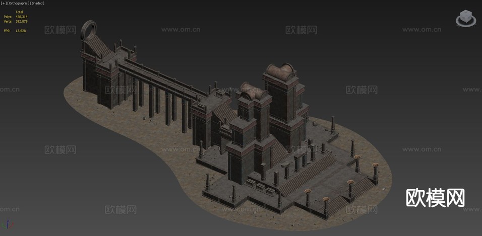 欧式建筑 石墙建筑 古代遗迹柱廊 星际拱门3d模型下载(渲染图2)