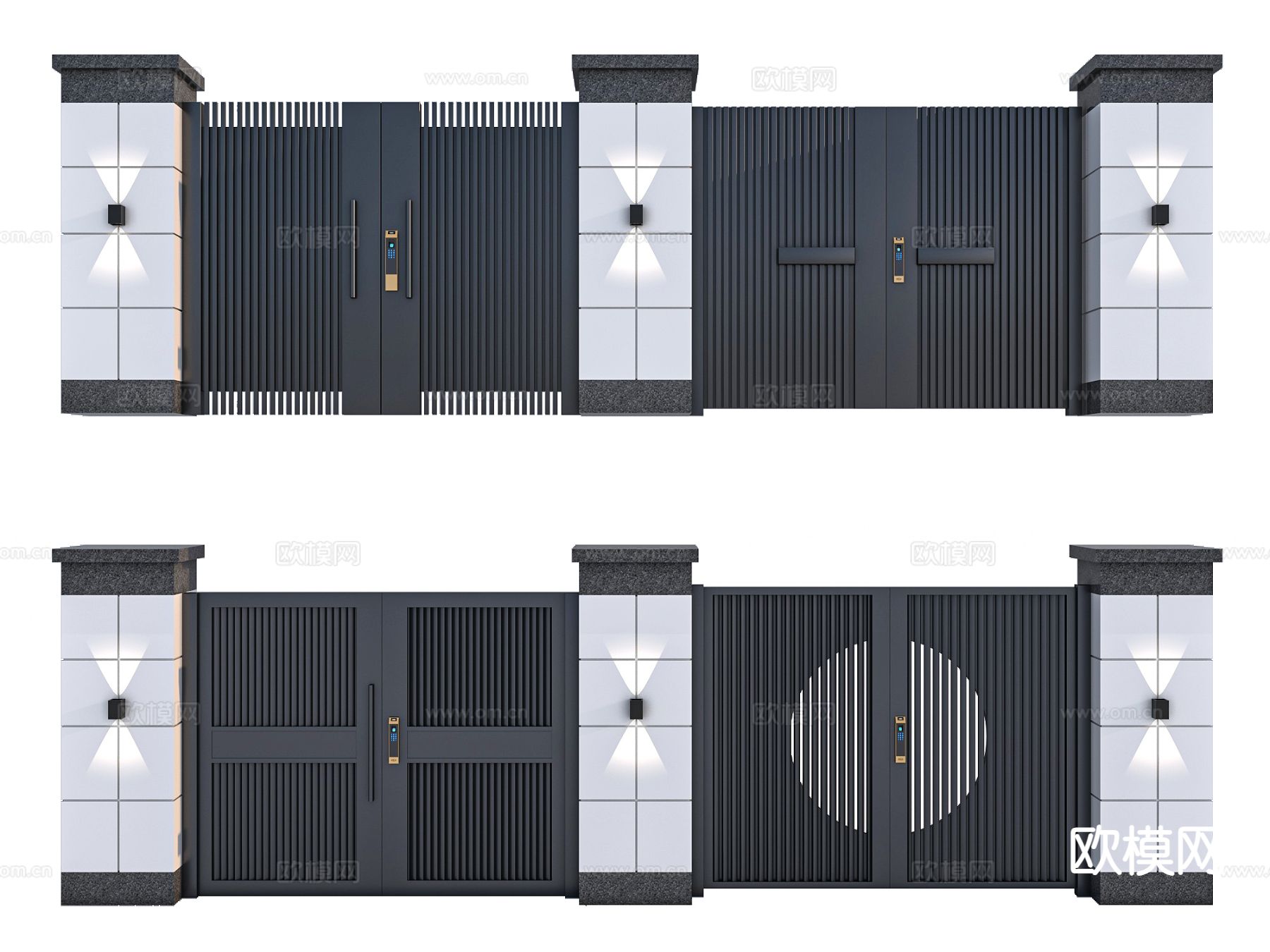 庭院门 双开大门 别墅大门3d模型