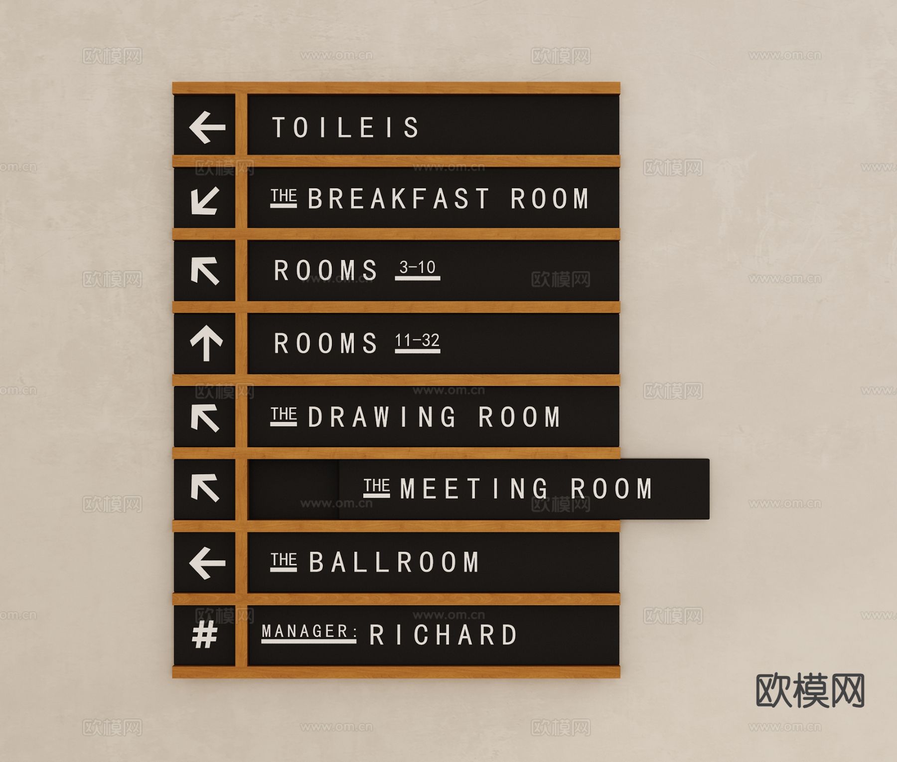 现代指示牌信息牌su模型下载（渲染图2）