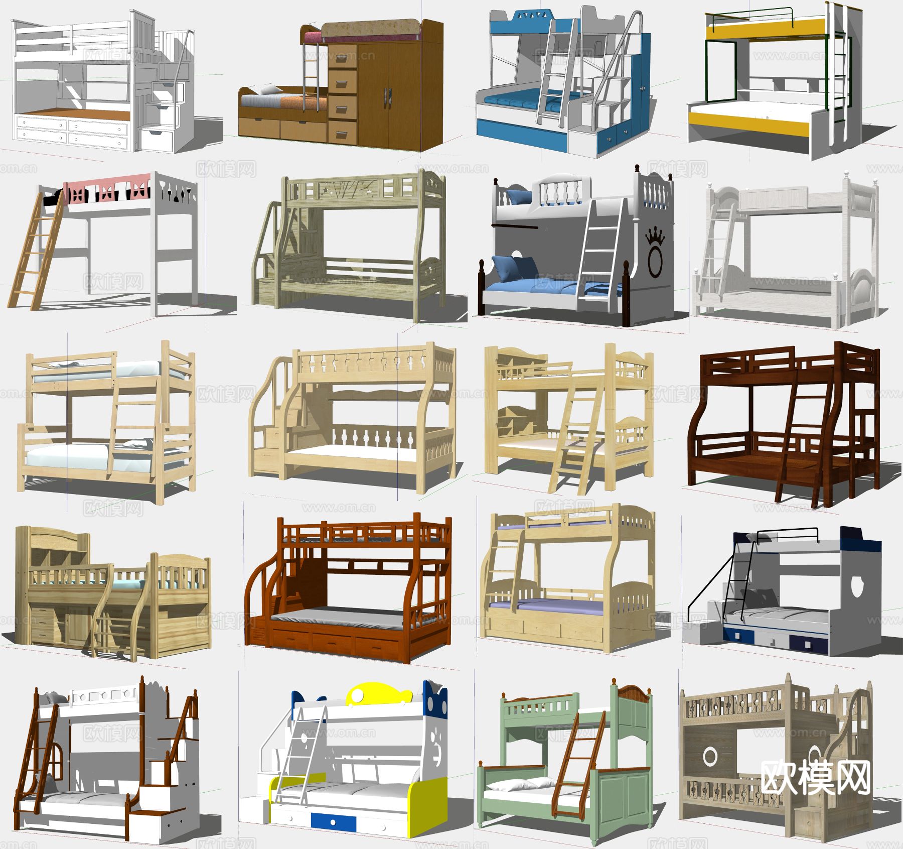 儿童上下床su模型