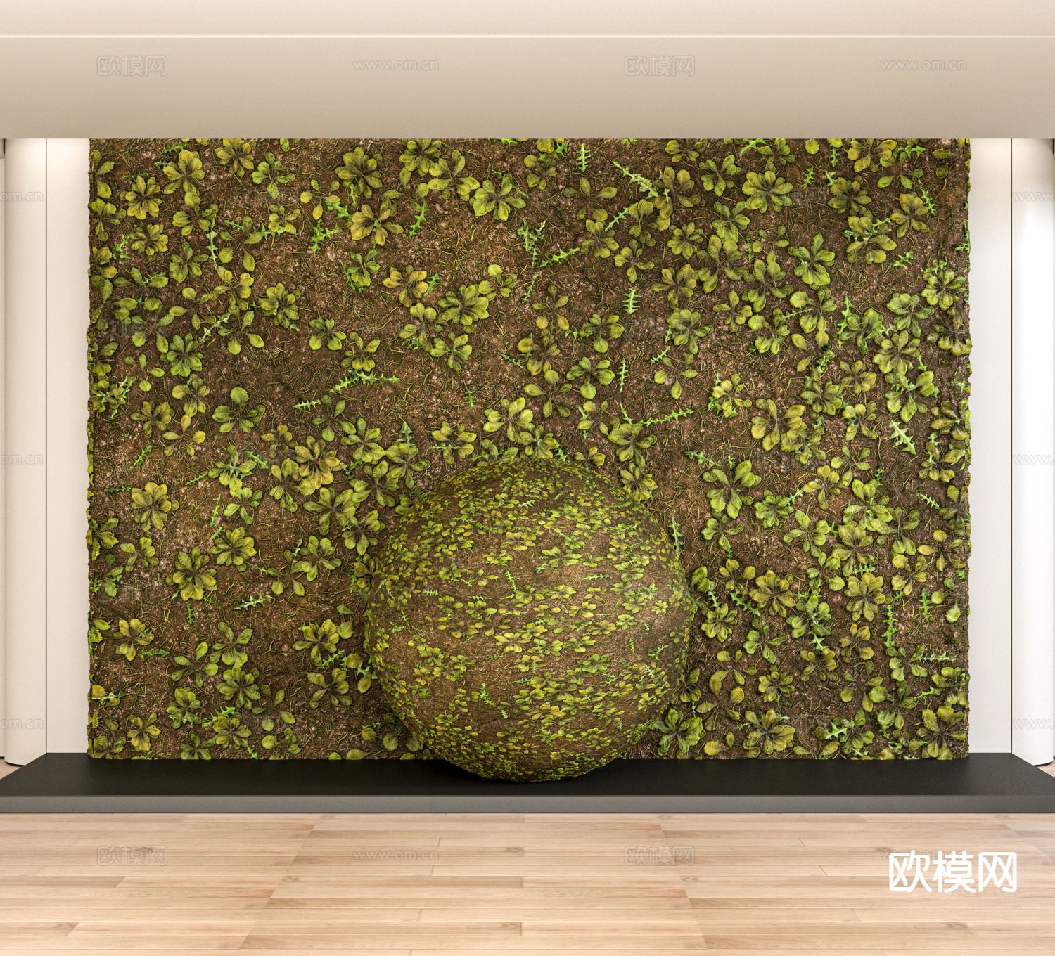 现代草坪 草地 户外草地 花草绿茵3d模型下载（渲染图1）